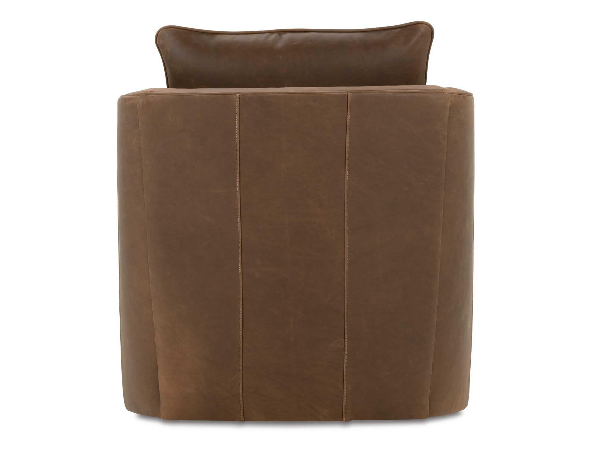 Rowe Kitt Swivel Brown Leather Accent Chair