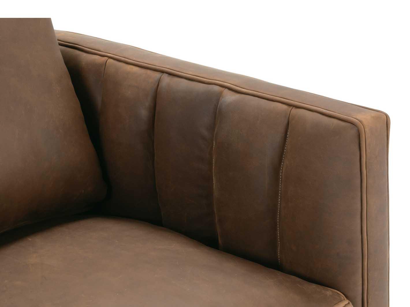 Rowe Kitt Swivel Brown Leather Accent Chair