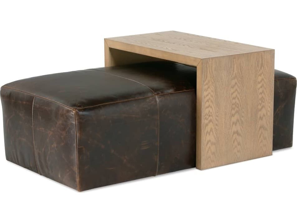 Rowe Macon Brown Leather Ottoman