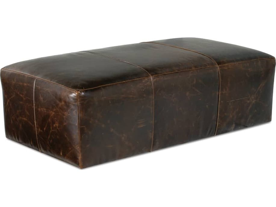 Rowe Macon Brown Leather Ottoman