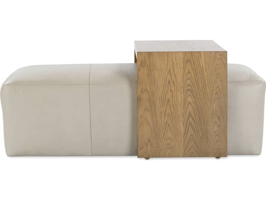 Rowe Macon Gray Leather Ottoman