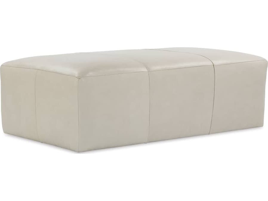 Rowe Macon Gray Leather Ottoman