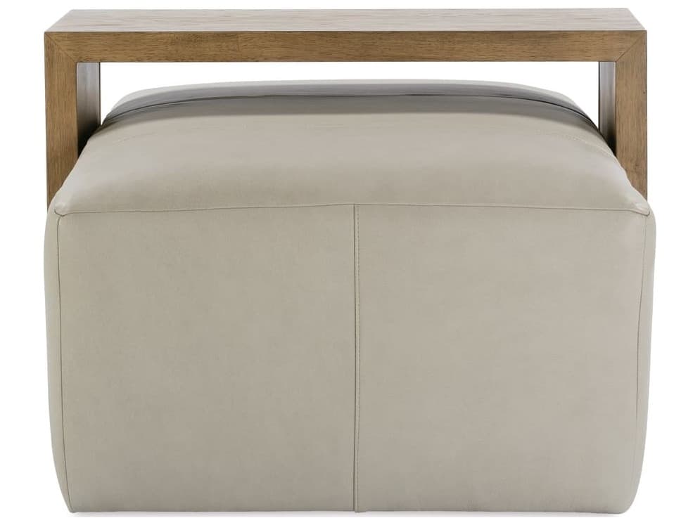 Rowe Macon Gray Leather Ottoman
