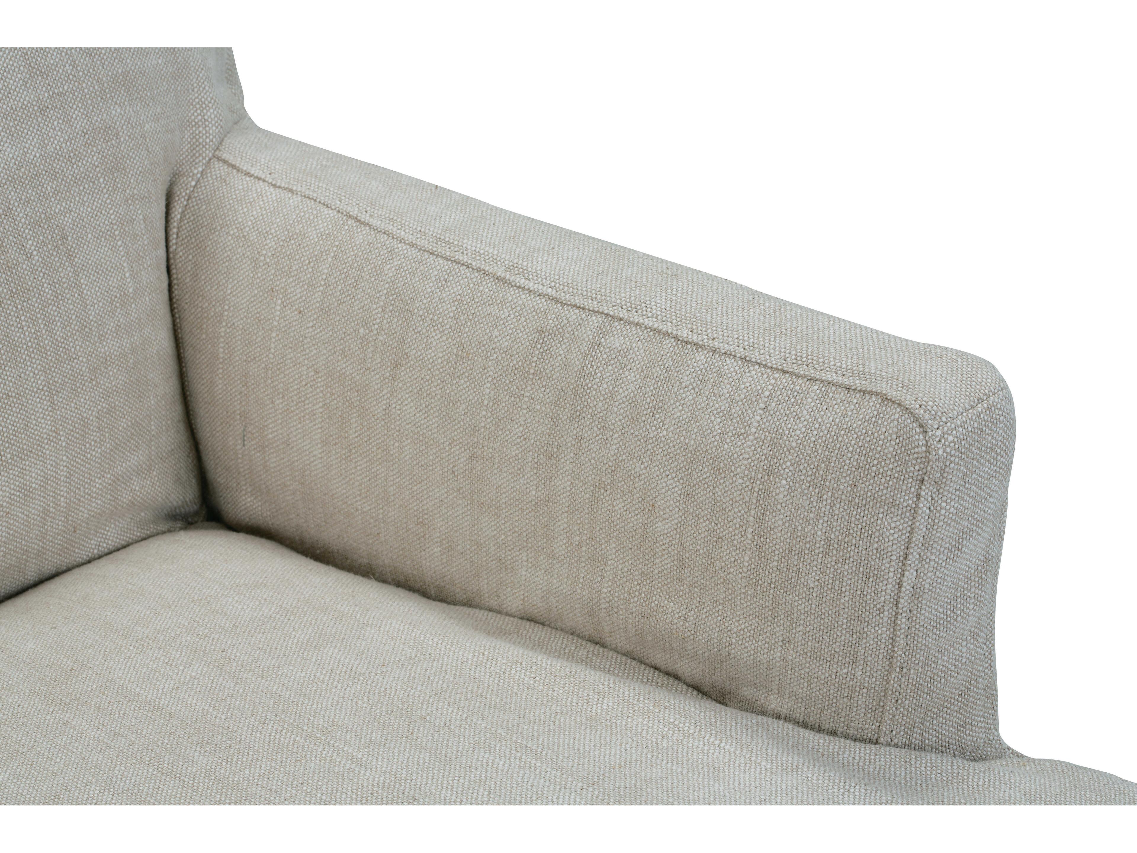 Rowe Finch Beige Upholstered Arm Dining Chair with Silpcover