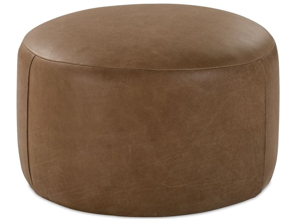 Rowe Nugget Brown Leather Ottoman