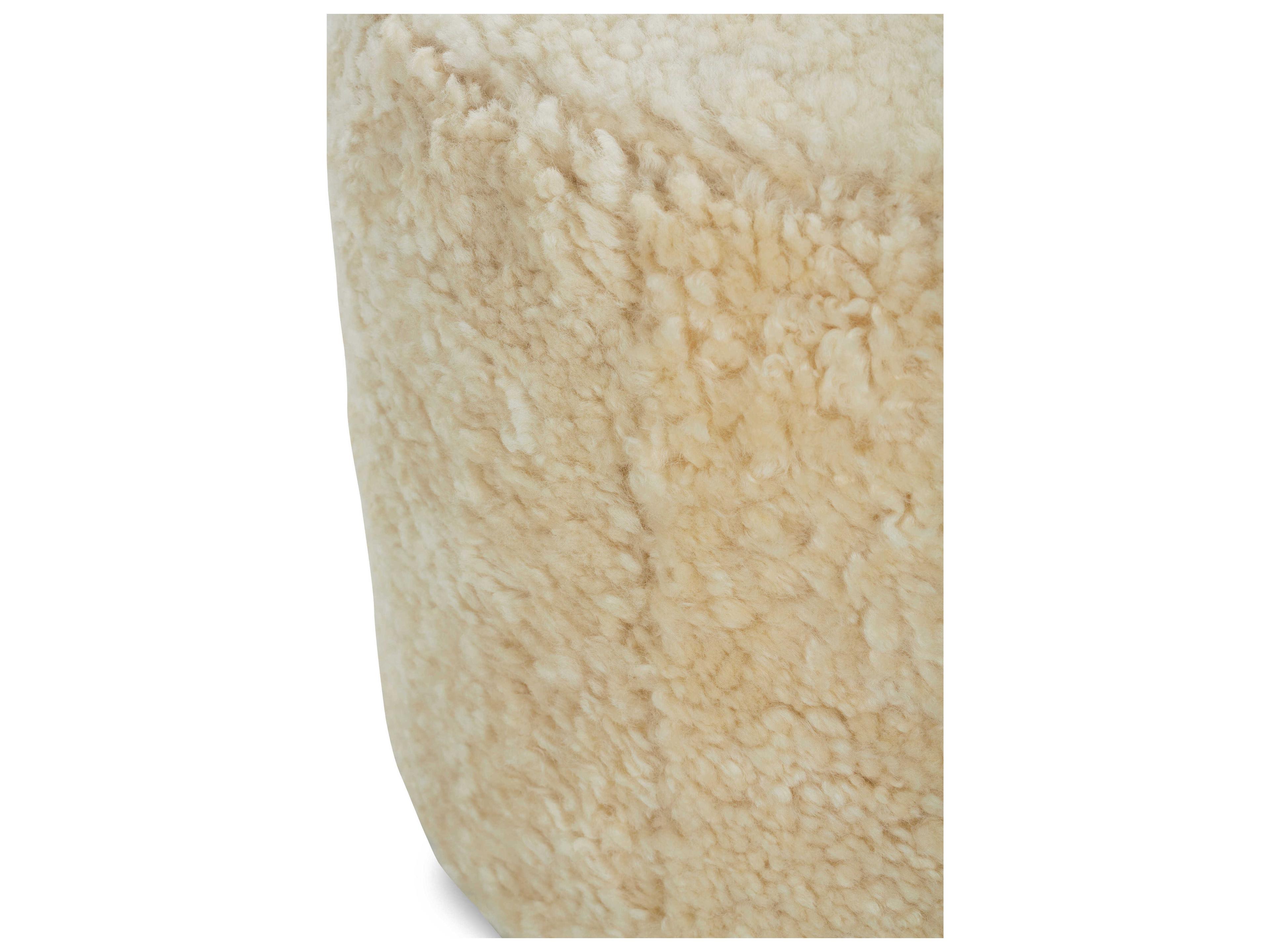 Rowe Rocco Latte Beige Fur Ottoman