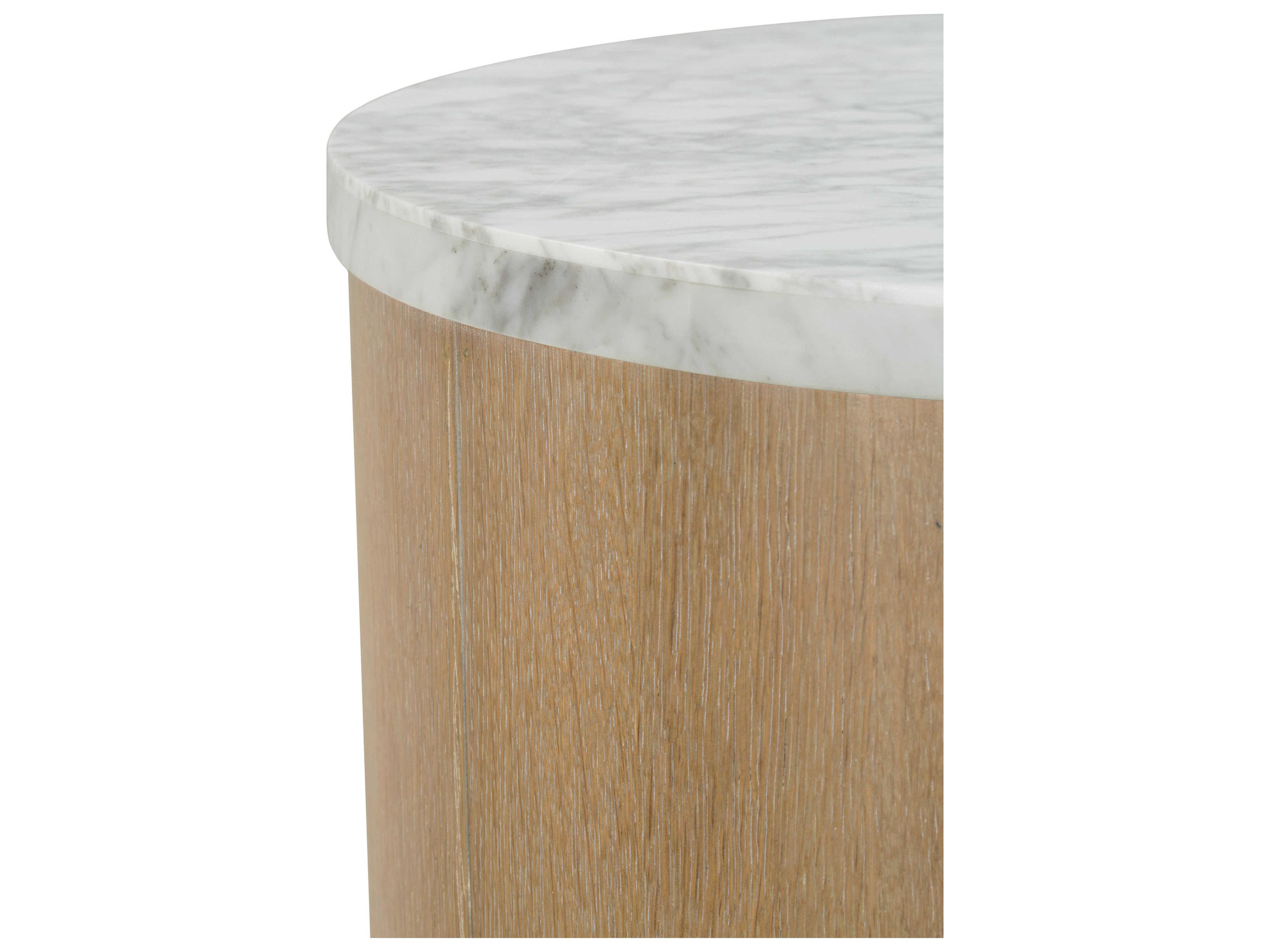 Rowe Delray Round Marble Carrara Bridle End Table