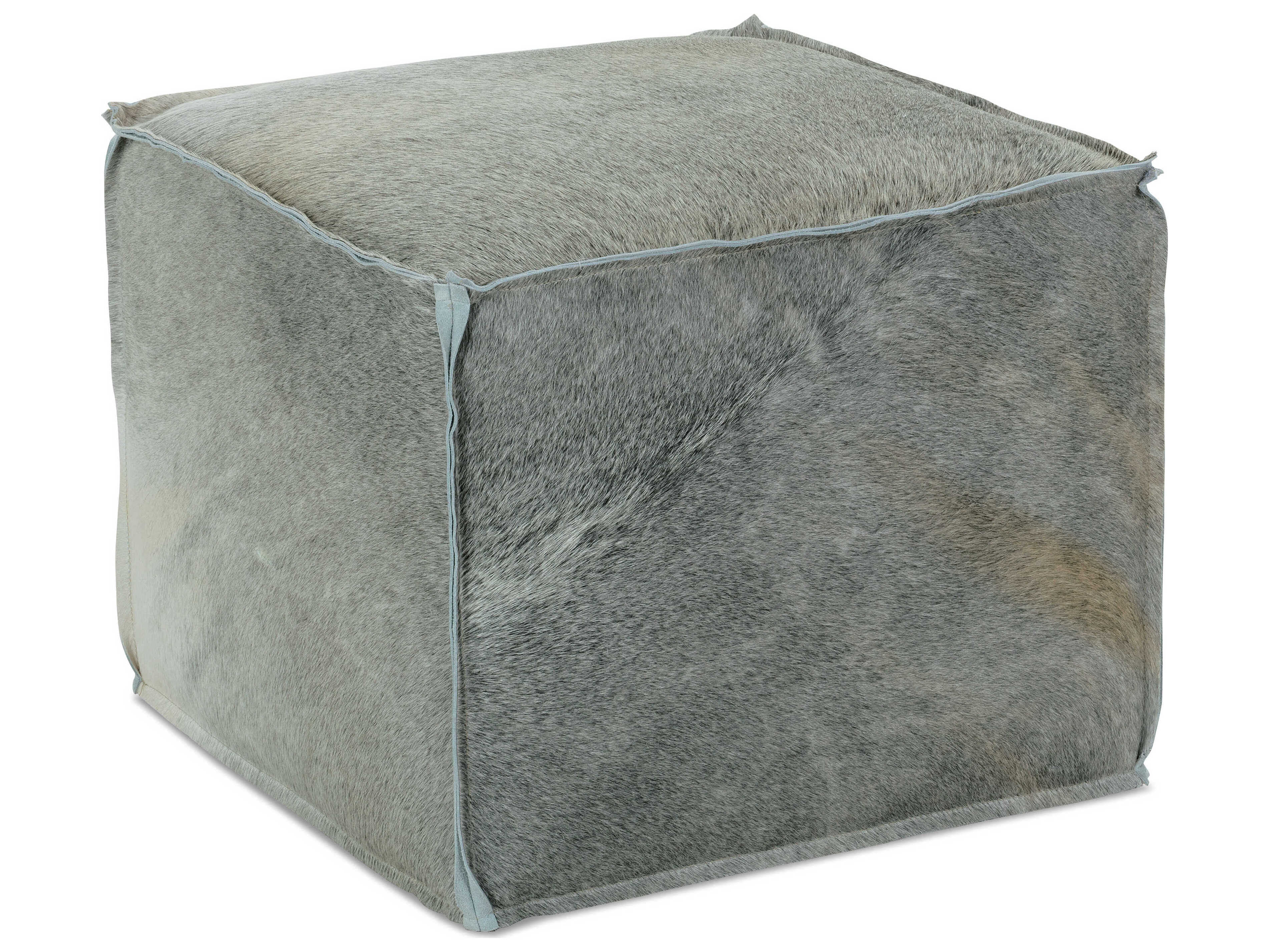 Rowe Zuri Gray Hair On Hide Ottoman