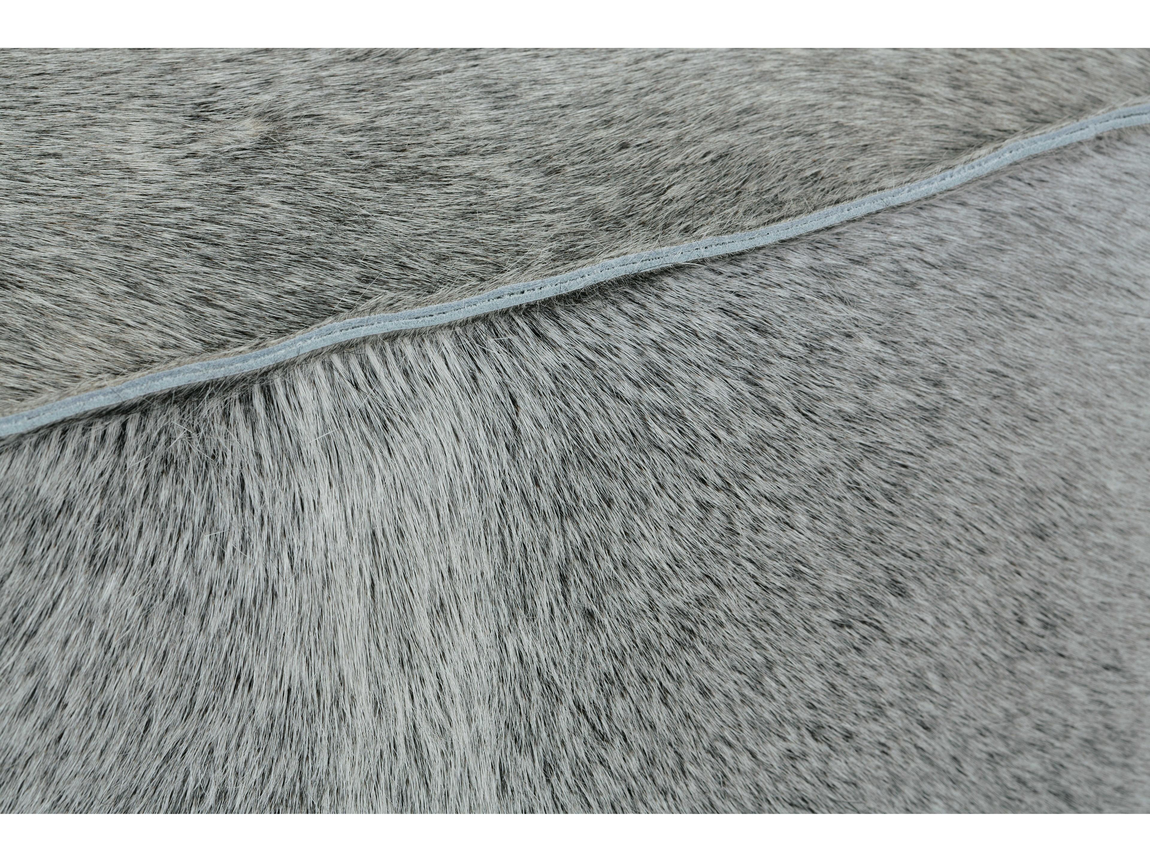 Rowe Zuri Gray Hair On Hide Ottoman