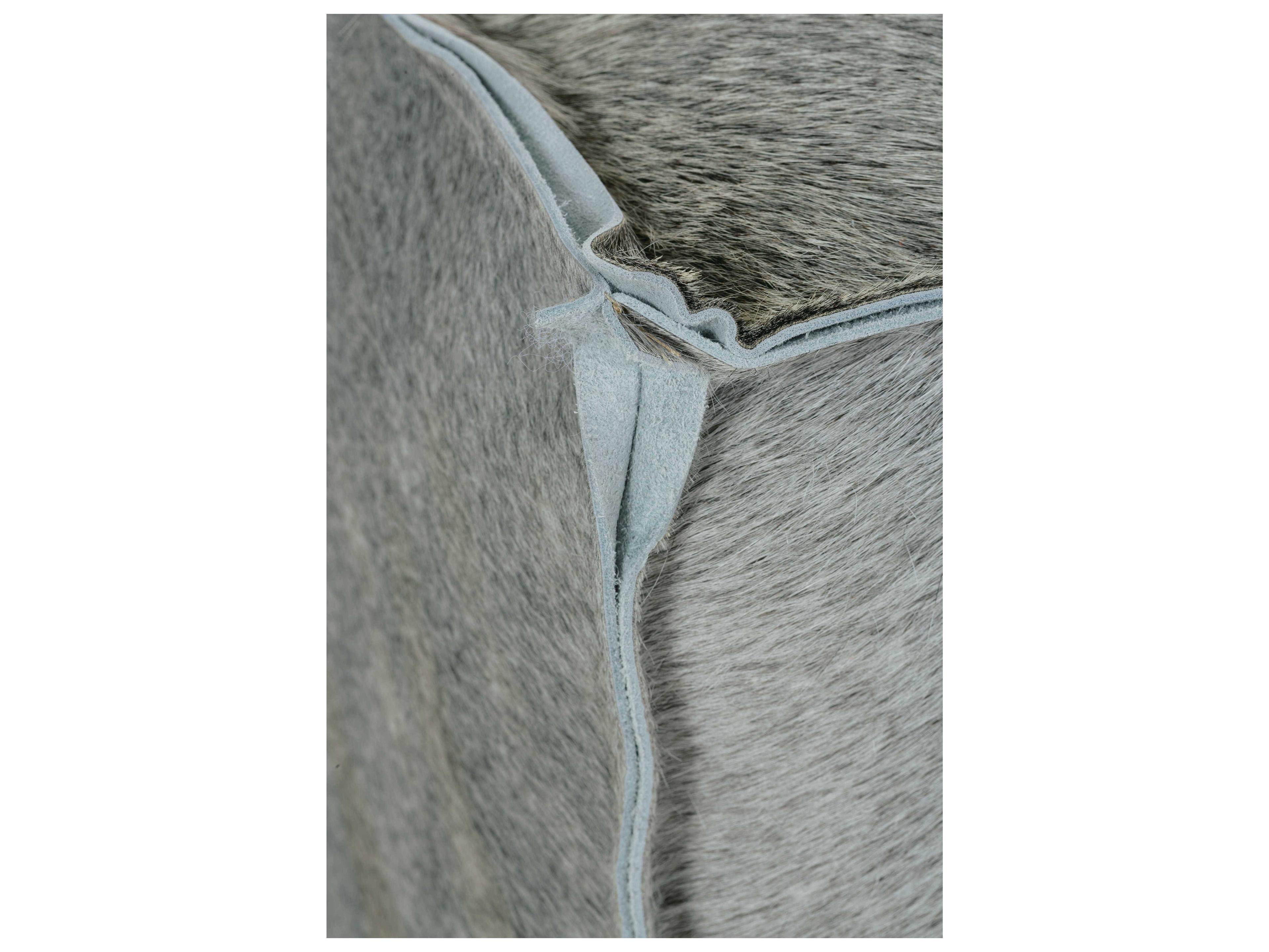 Rowe Zuri Gray Hair On Hide Ottoman