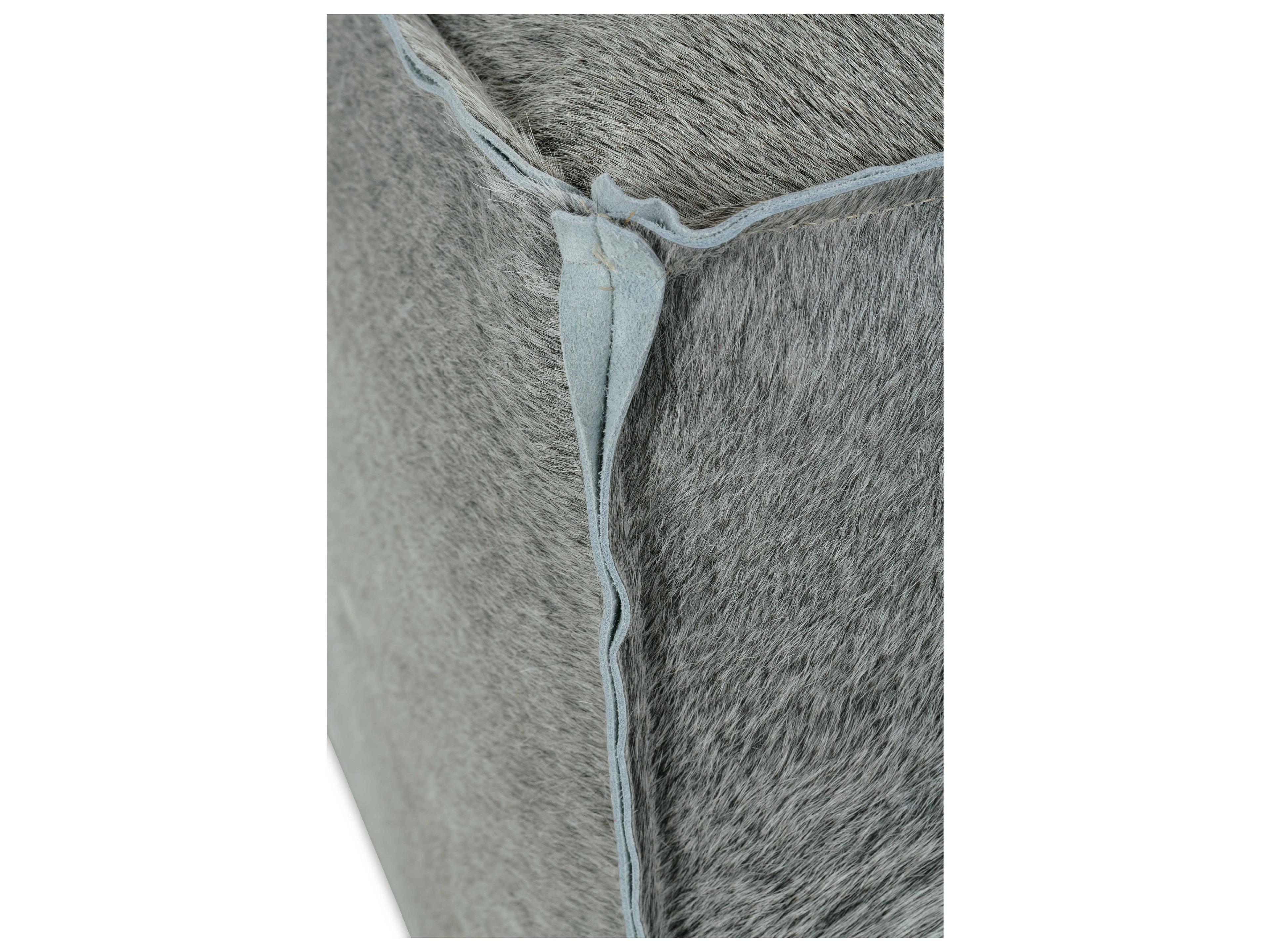 Rowe Zuri Gray Hair On Hide Ottoman