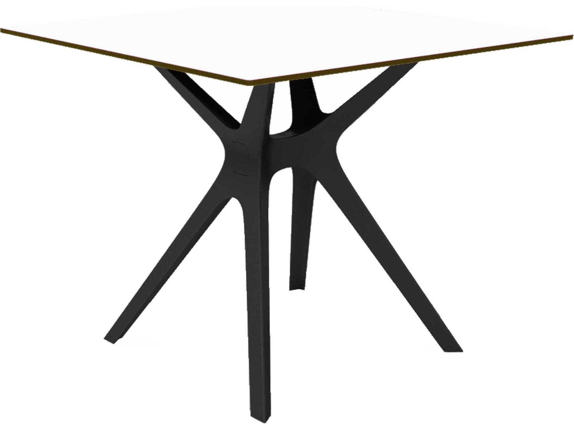 Resol Vela S Square Dining Table Black Base White Dining Table Top