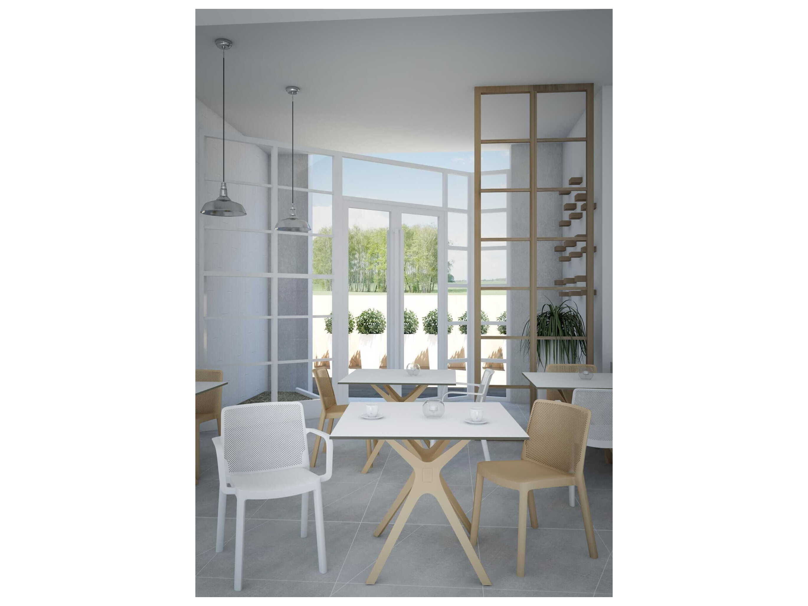 Resol Vela S Square Dining Table White Base White Dining Table Top