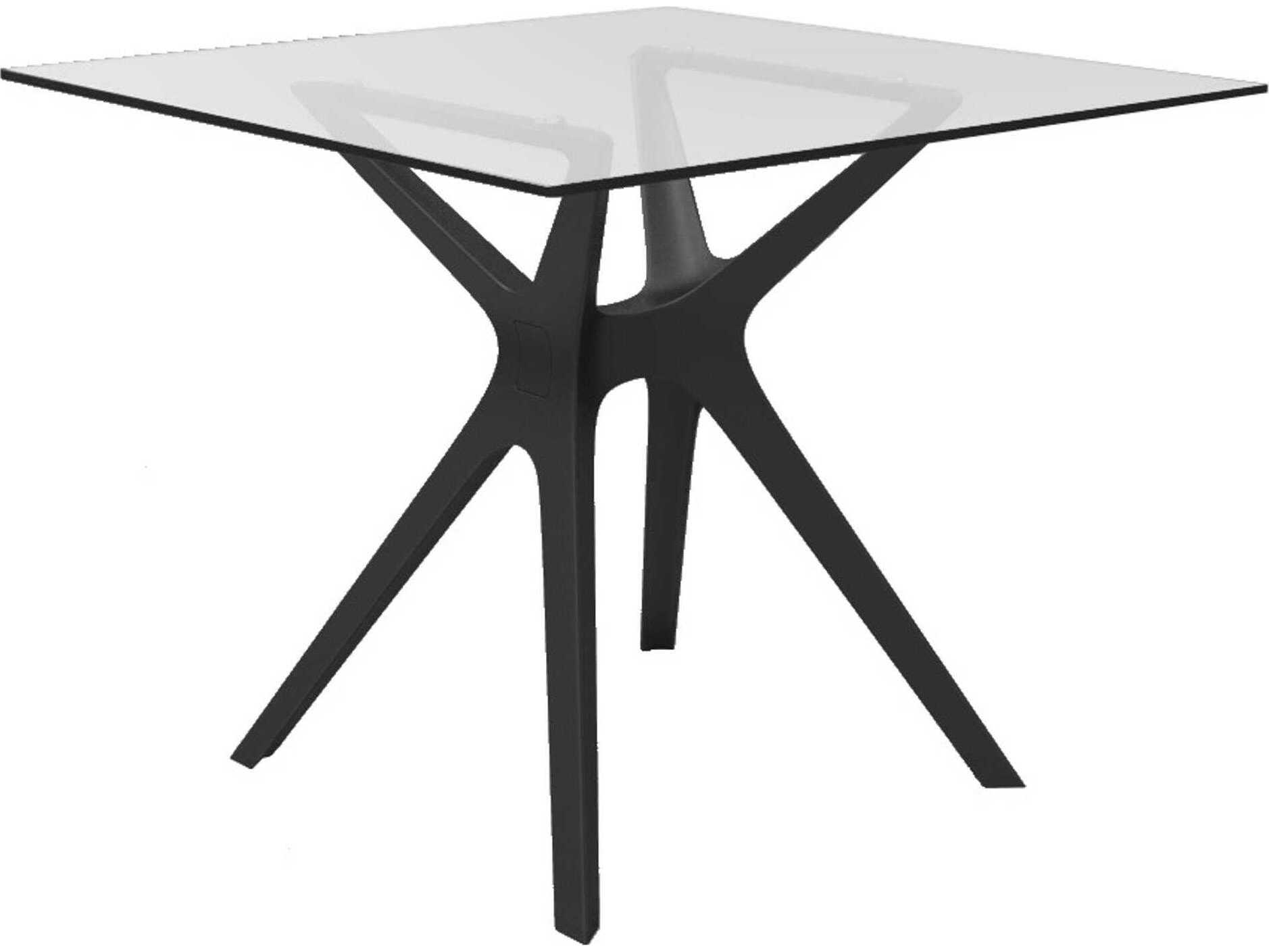 Resol Vela S Square Dining Table Black Base Glass Dining Table Top