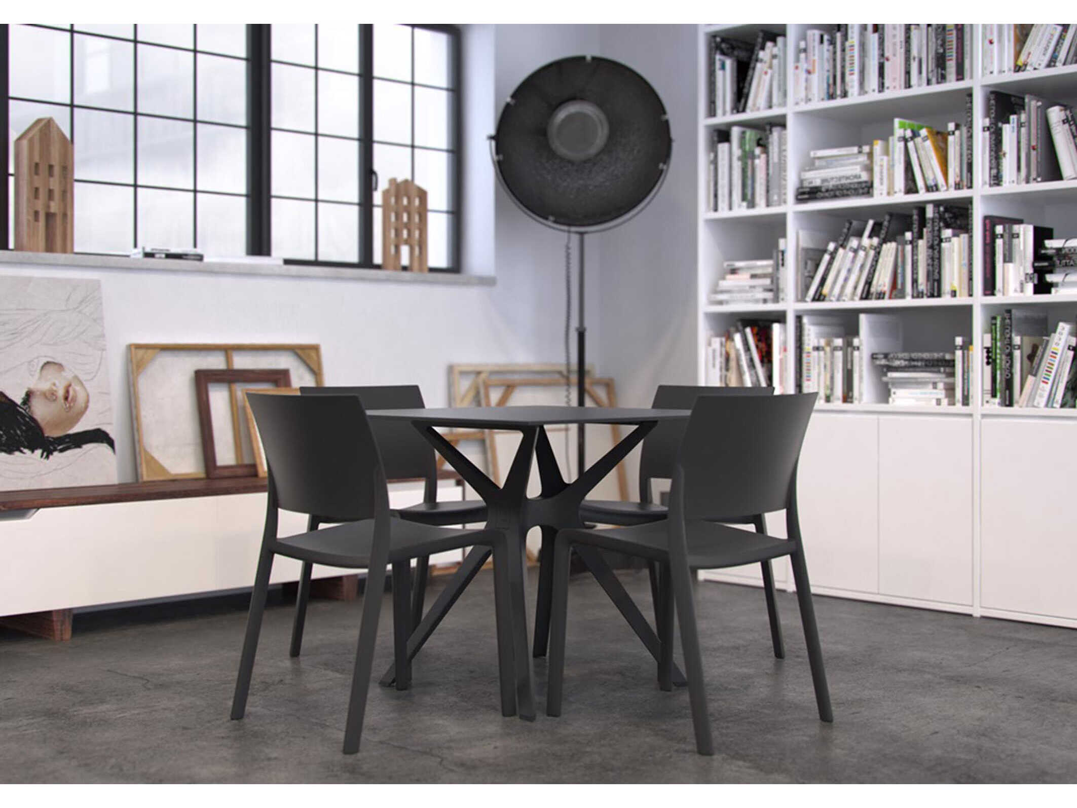 Resol Vela S Square Dining Table Black Base Glass Dining Table Top