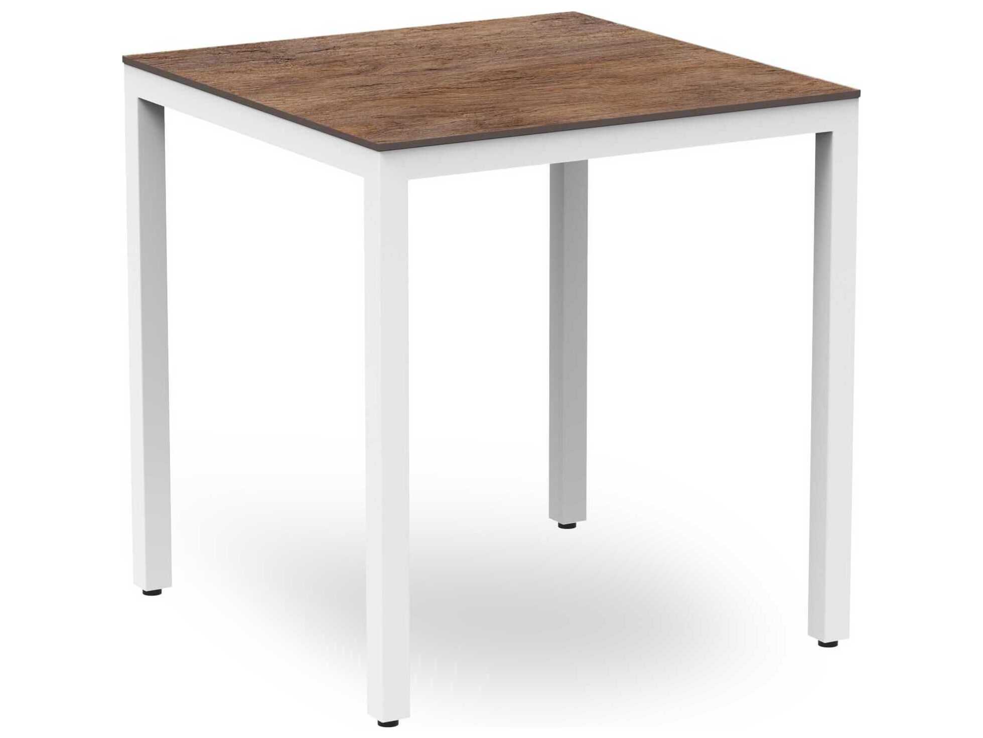 Resol Barcino Compact Square Dining Table 70X70 White Base Ash Oak Dining Table Top