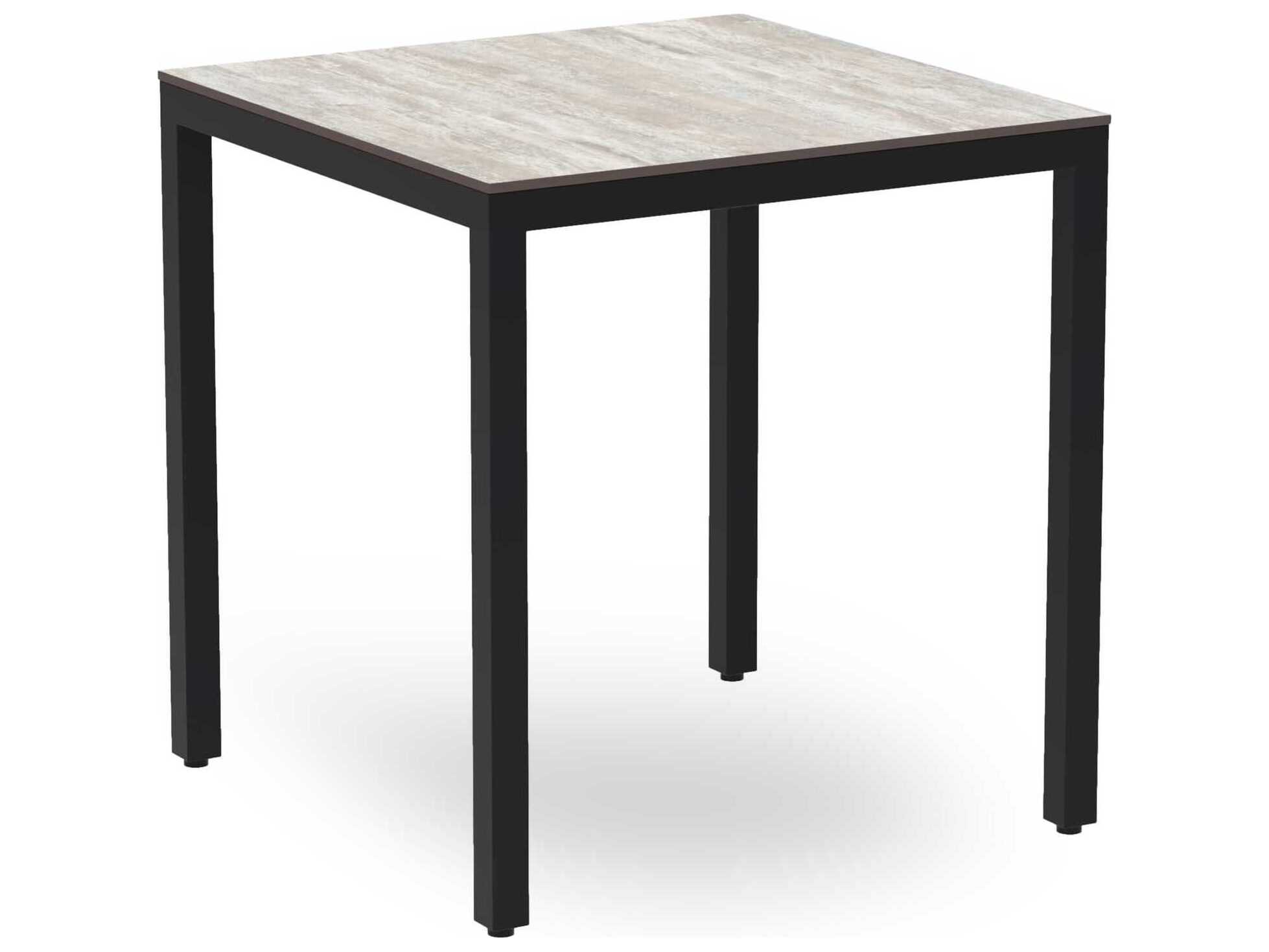 Resol Barcino Compact Square Dining Table 70X70 Black Base Washed Wood Dining Table Top