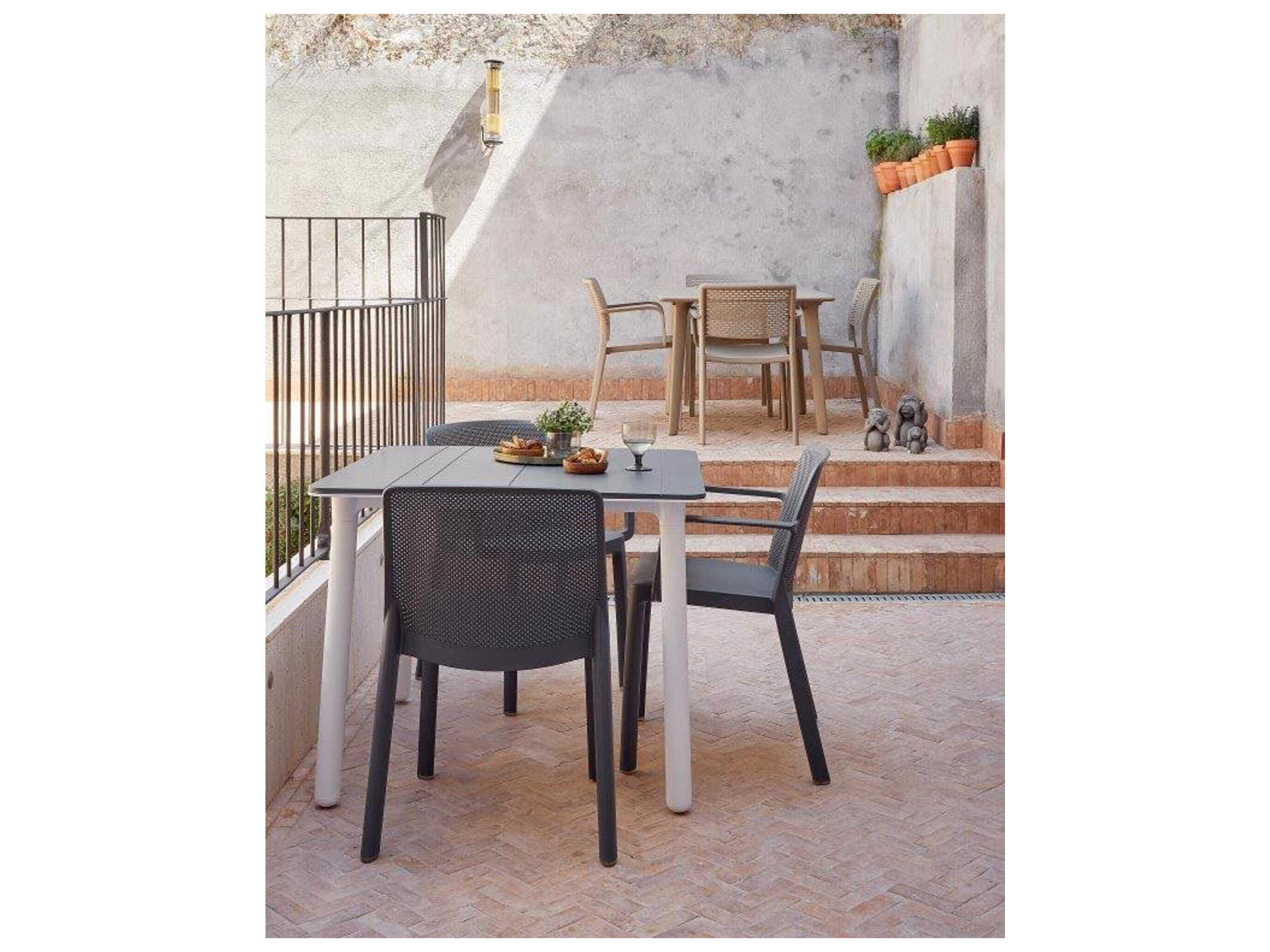 Resol Noa Square Dining Table White Base Sand Dining Table Top