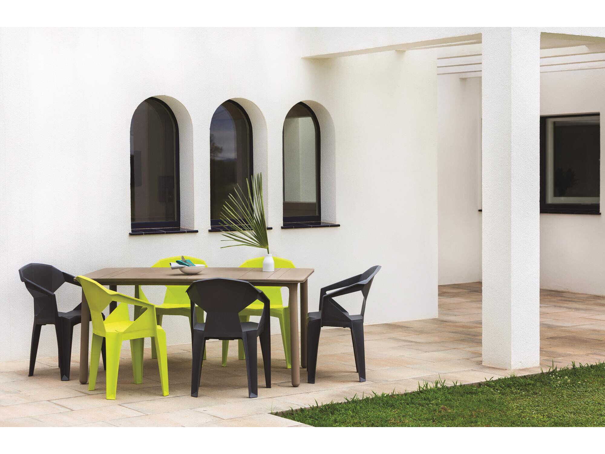 Resol Noa Rectangular Dining Table White Base Dark Grey Dining Table Top