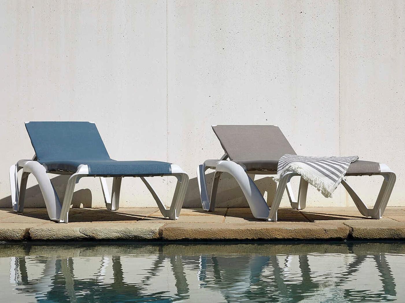 Resol Marina Club Sunlounger White Structure Ash Oak Textilene Price Includes 2