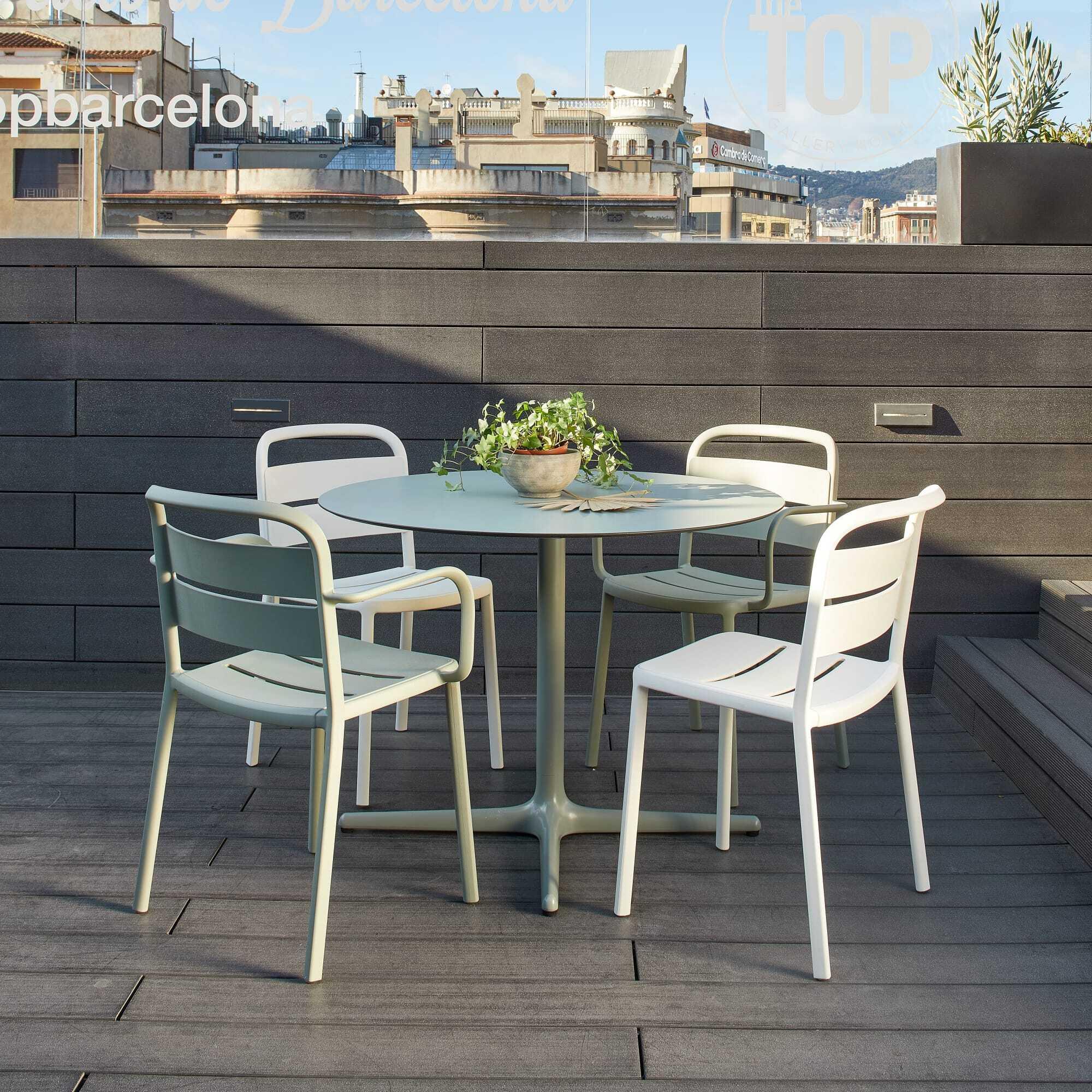 Resol Toledo Round Dining Table 90" Diameter Greenish Grey