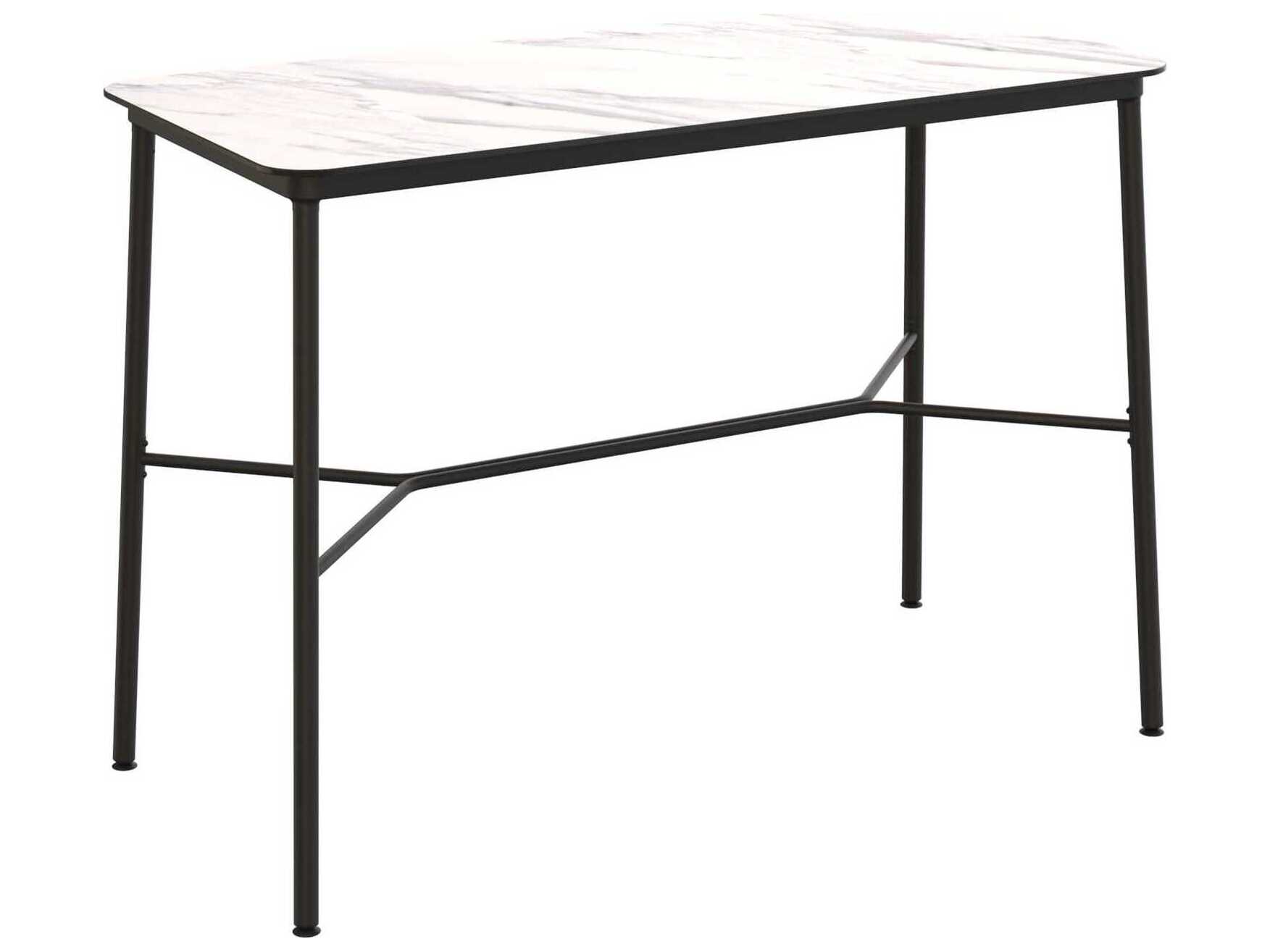 Resol Hub Rectangular Bar Table White Marble 150x70