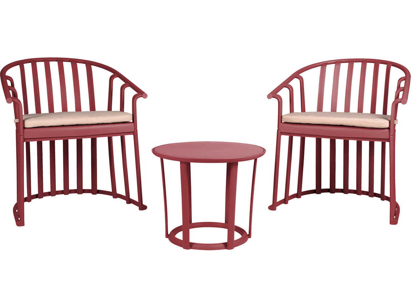 Resol Raff 3 Piece Conversation Set with Cushions Bordeaux