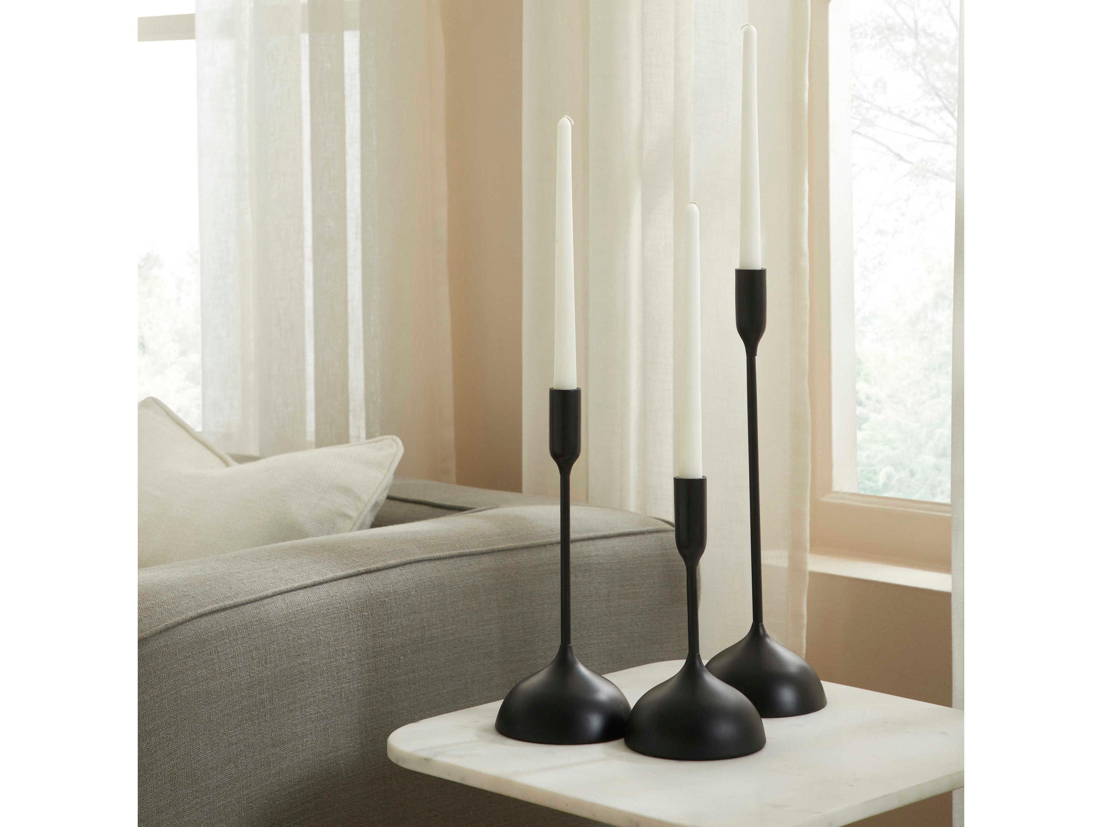 Renwil Chambers Matte Black Candle Holder Set of 3