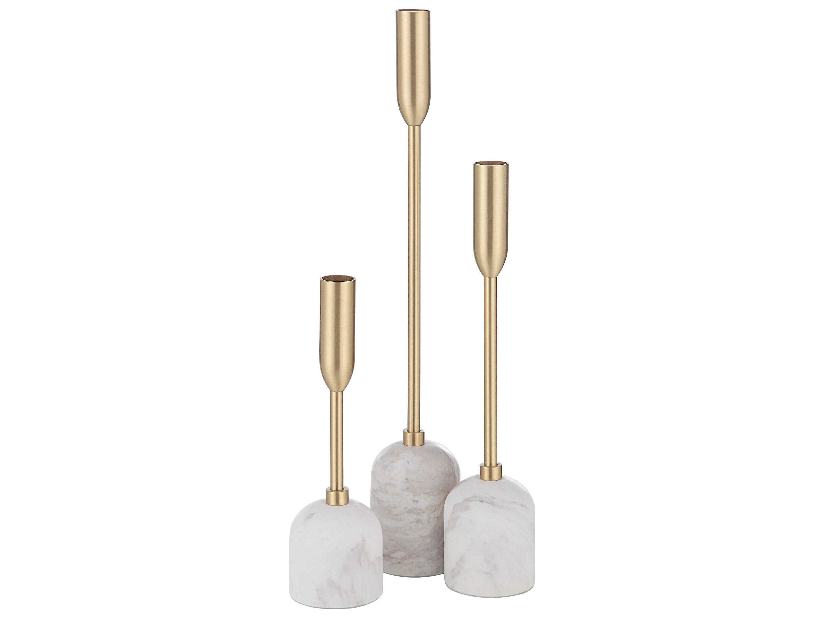 Renwil Marchesa Satin Brass Candle Holder Set of 3