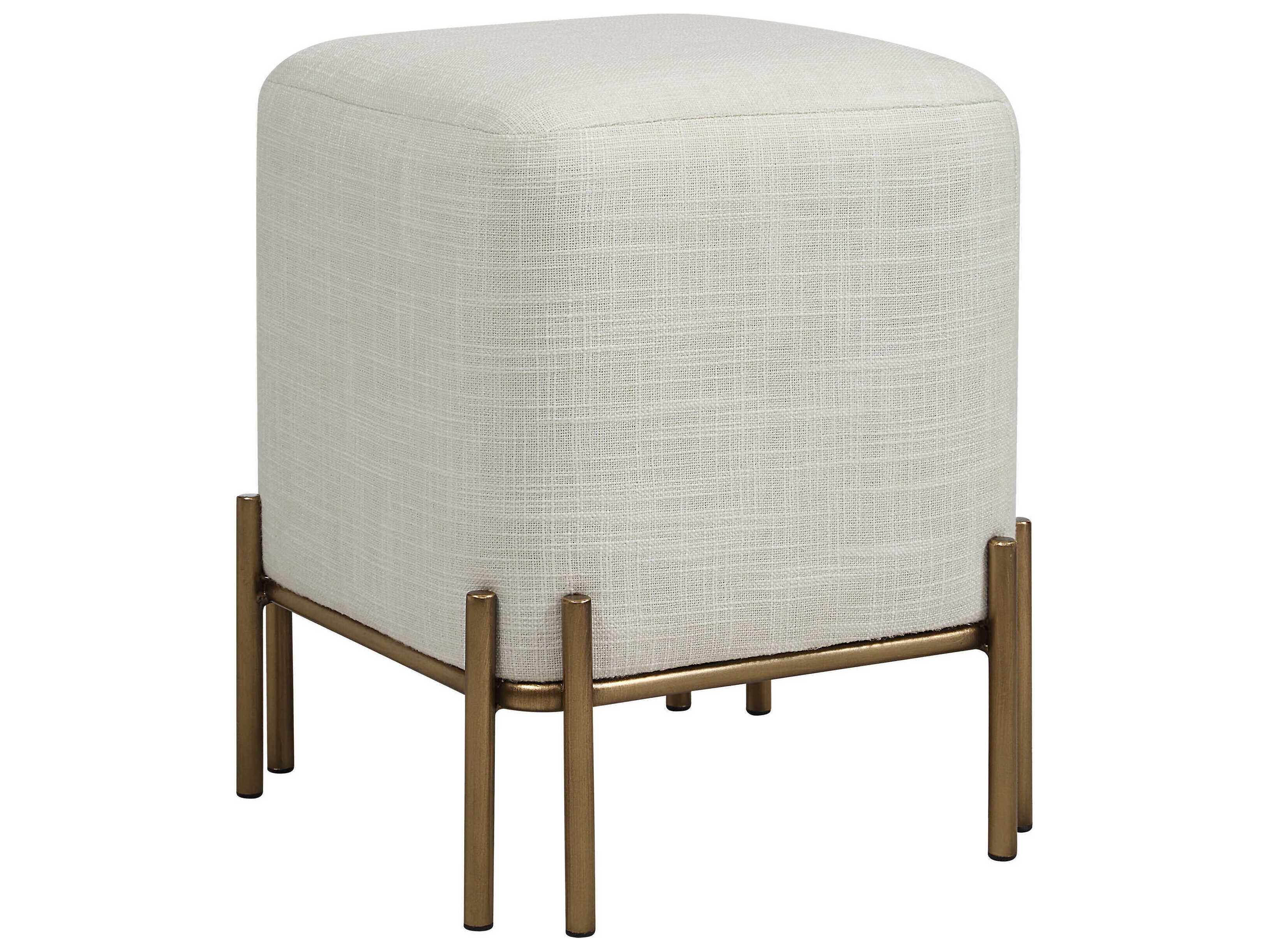 Renwil Meline Ivory Beige Upholstered Accent Stool