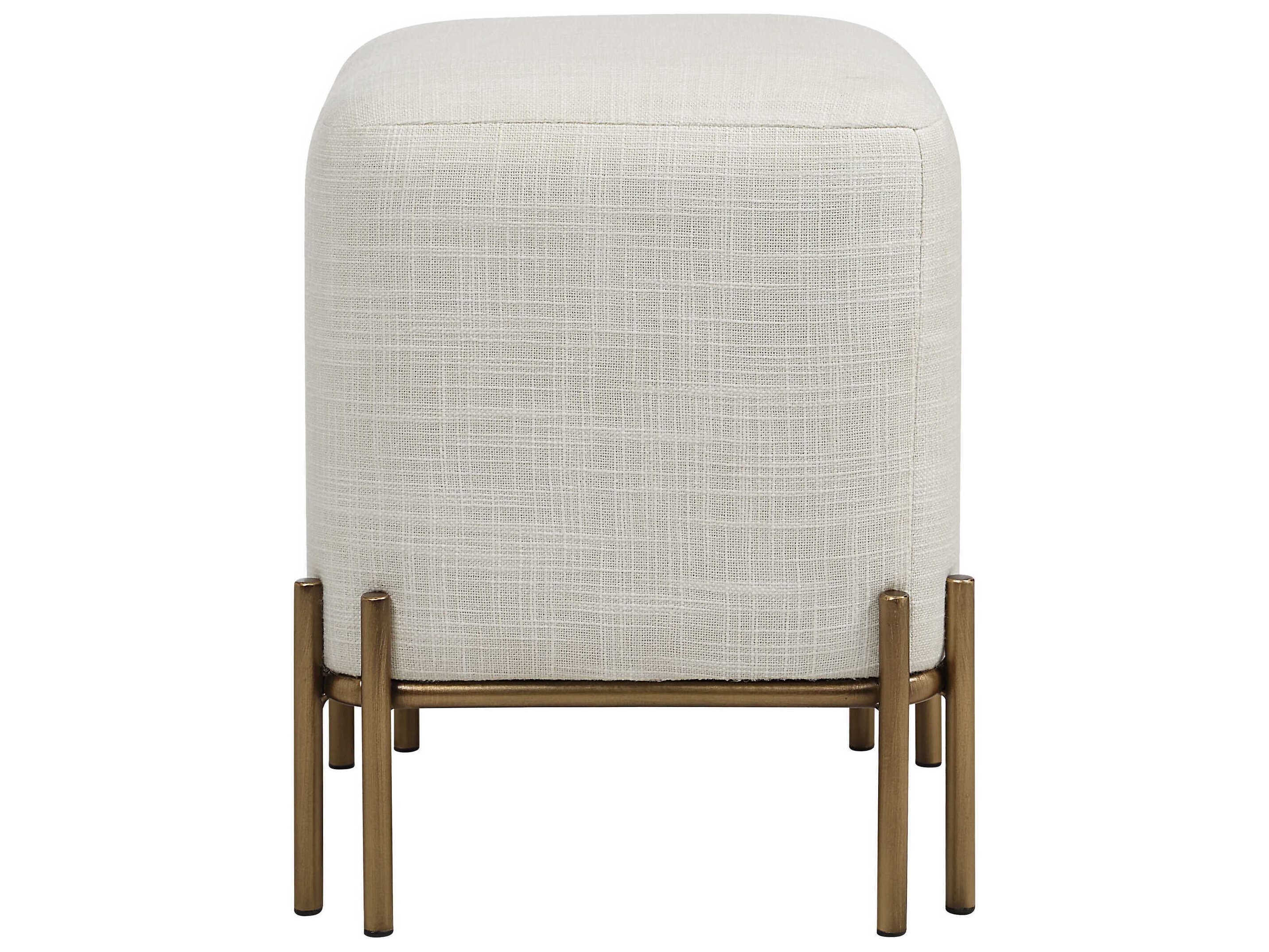 Renwil Meline Ivory Beige Upholstered Accent Stool