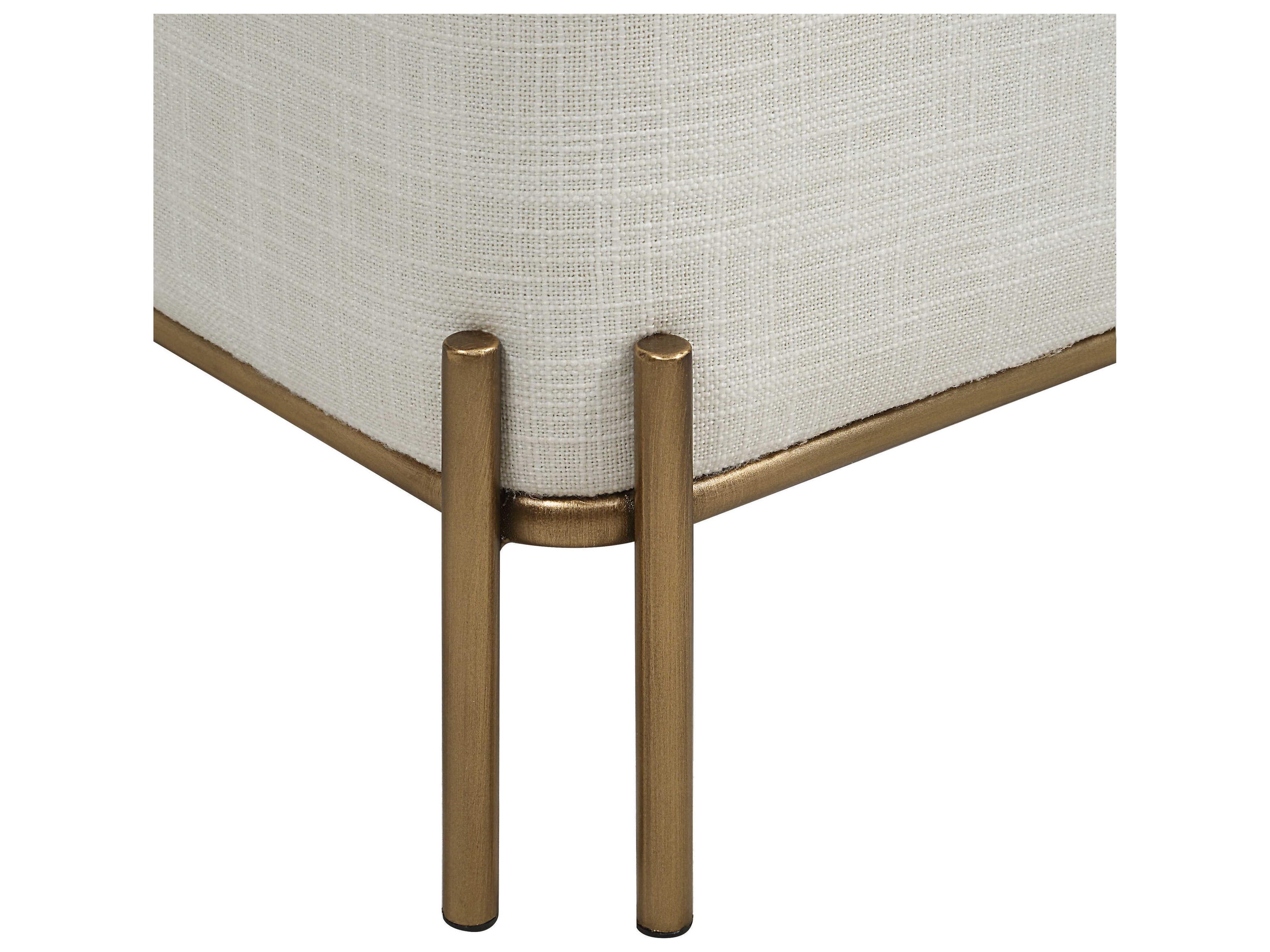 Renwil Meline Ivory Beige Upholstered Accent Stool