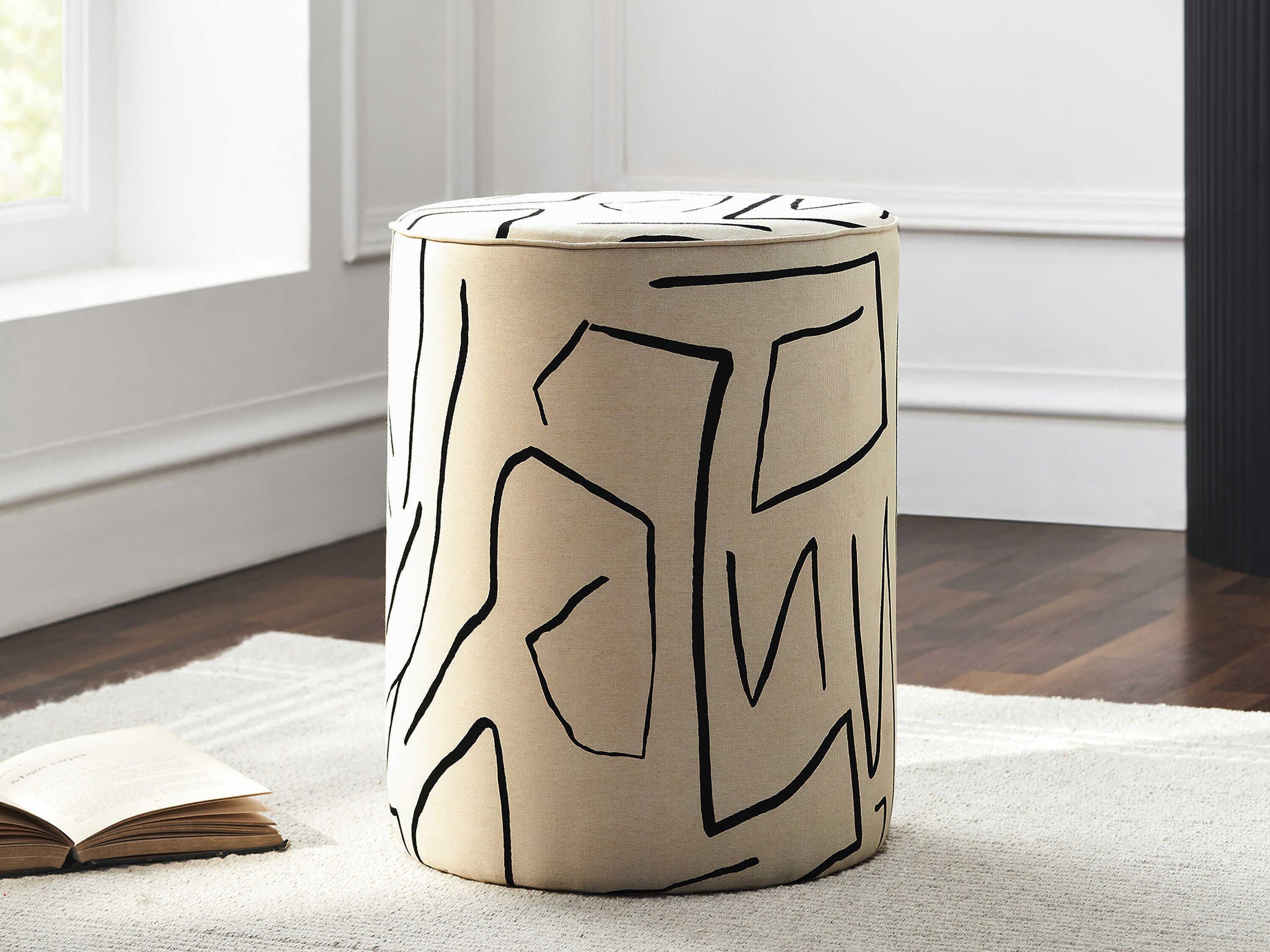 Renwil Rachelle Cream Upholstered Accent Stool