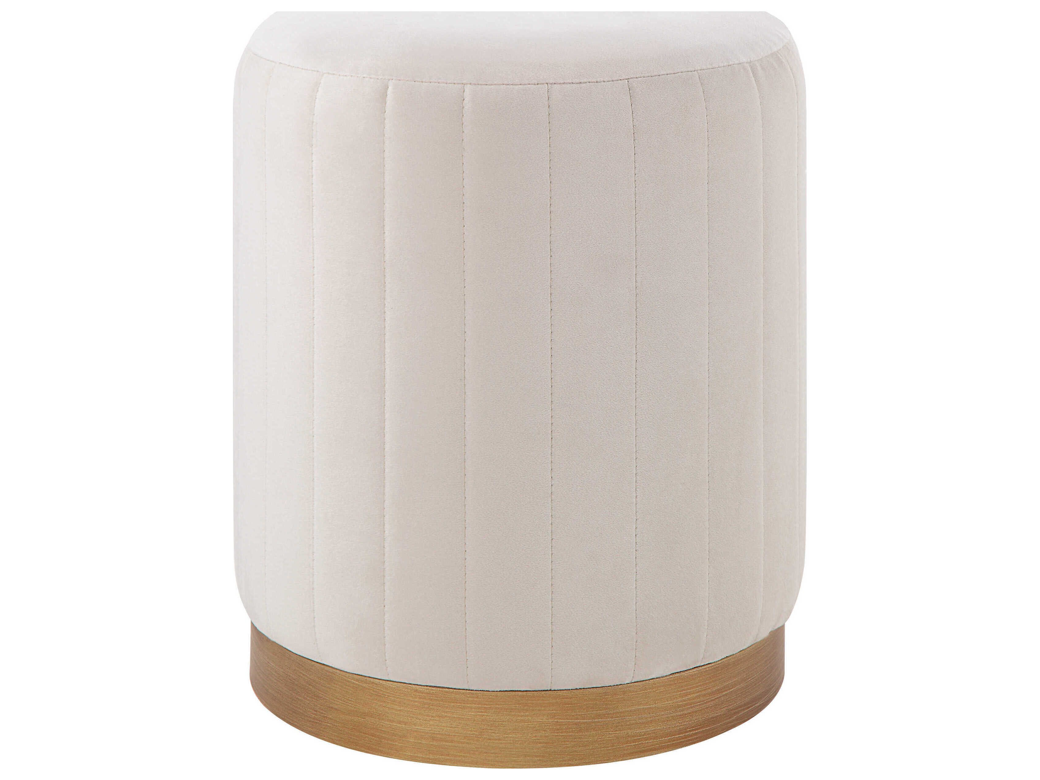 Renwil Baylor White Velvet Upholstered Ottoman