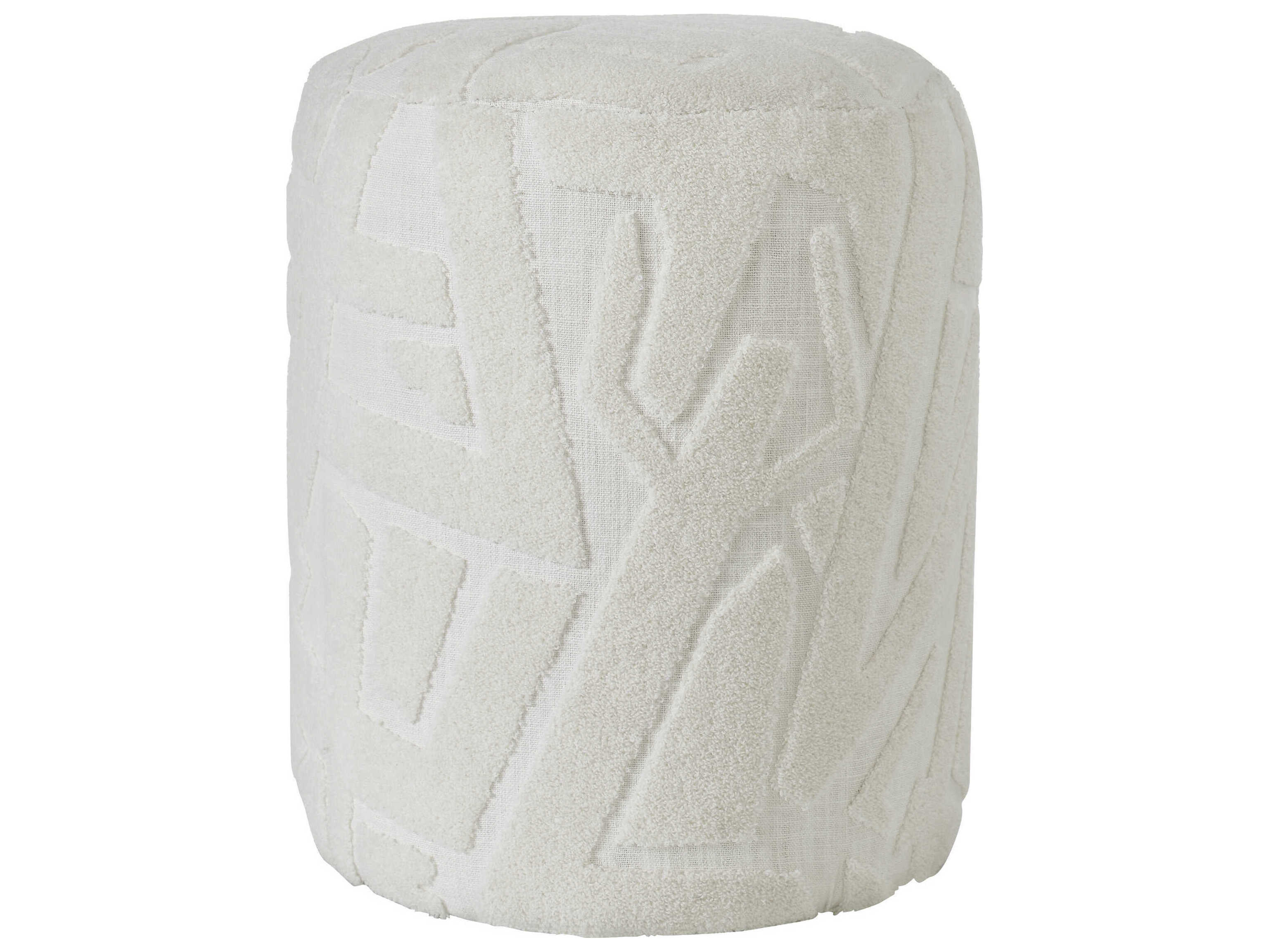 Renwil Trento Ivory White Upholstered Accent Stool