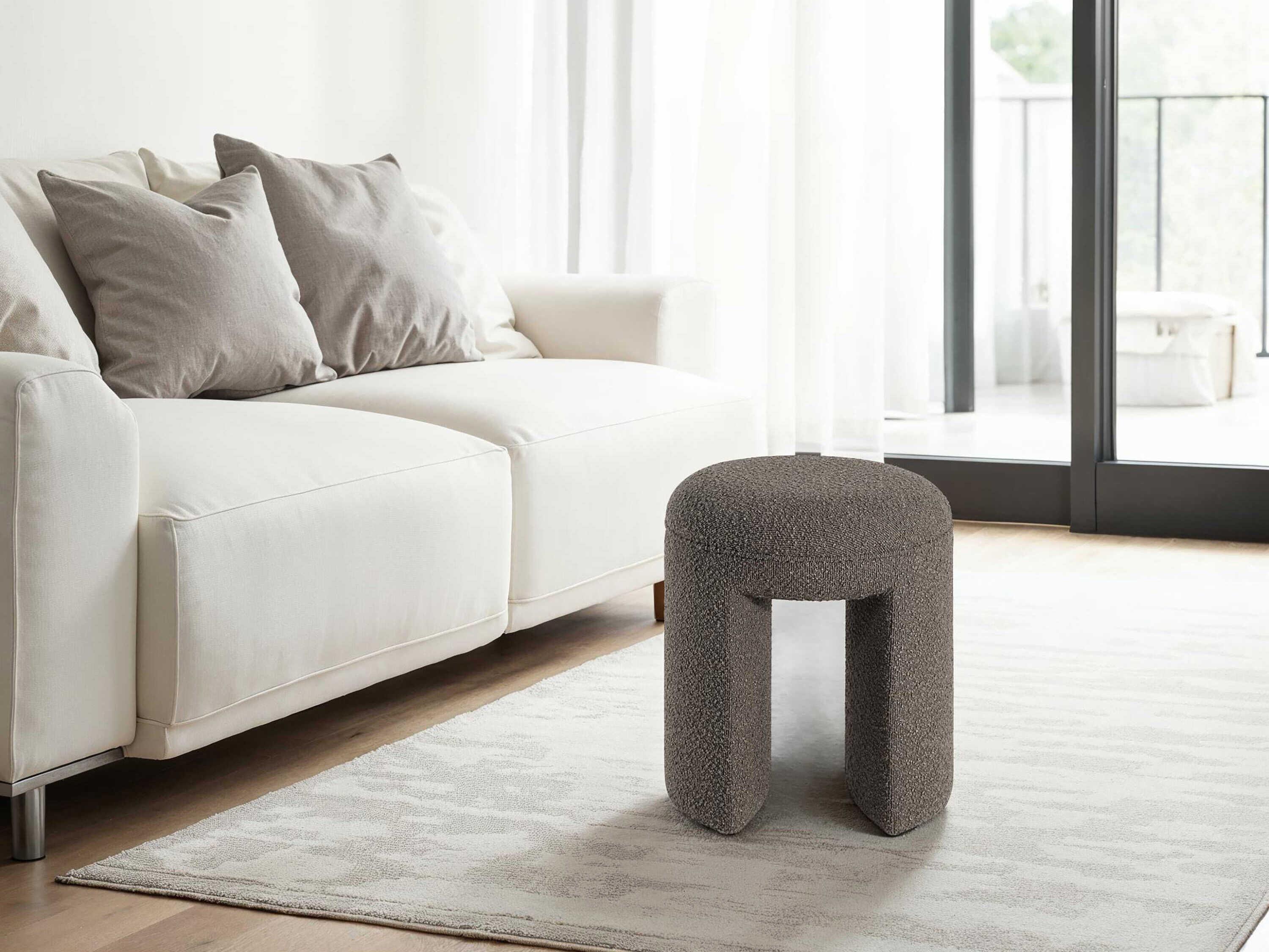 Renwil Amarion Taupe Brown Upholstered Accent Stool