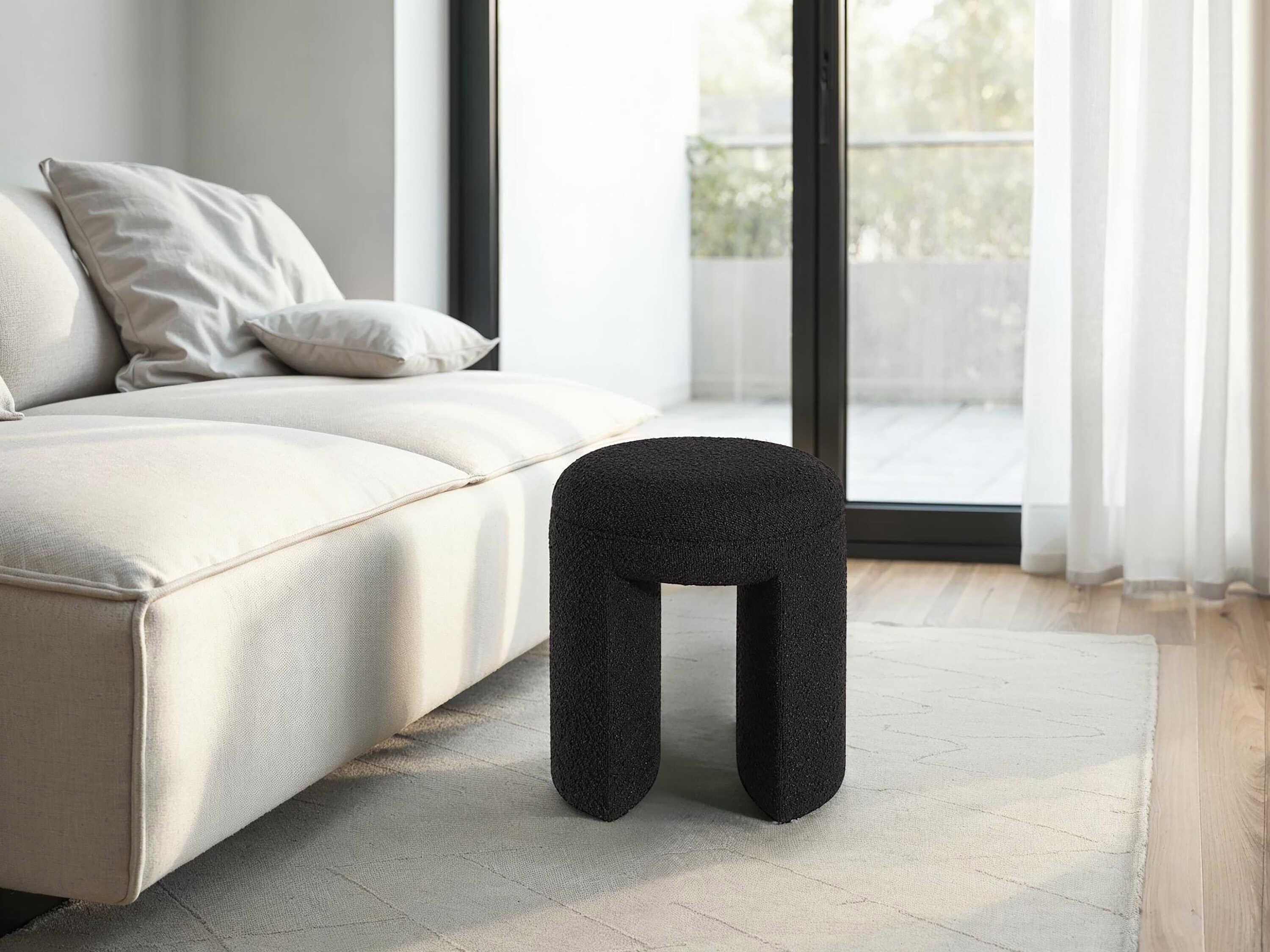 Renwil Amrah Black Upholstered Accent Stool