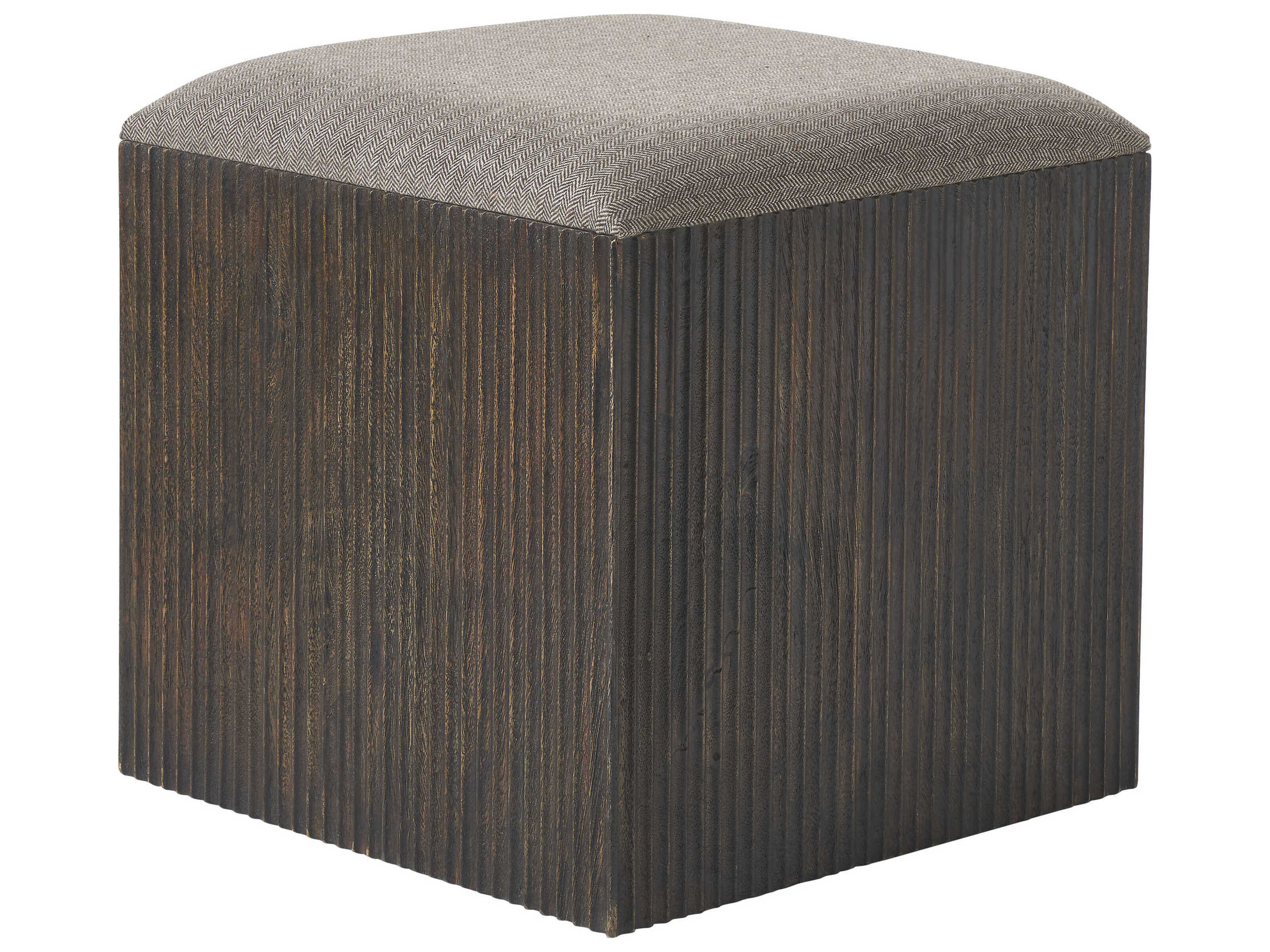 Renwil Tristan Walnut Brown Upholstered Accent Stool
