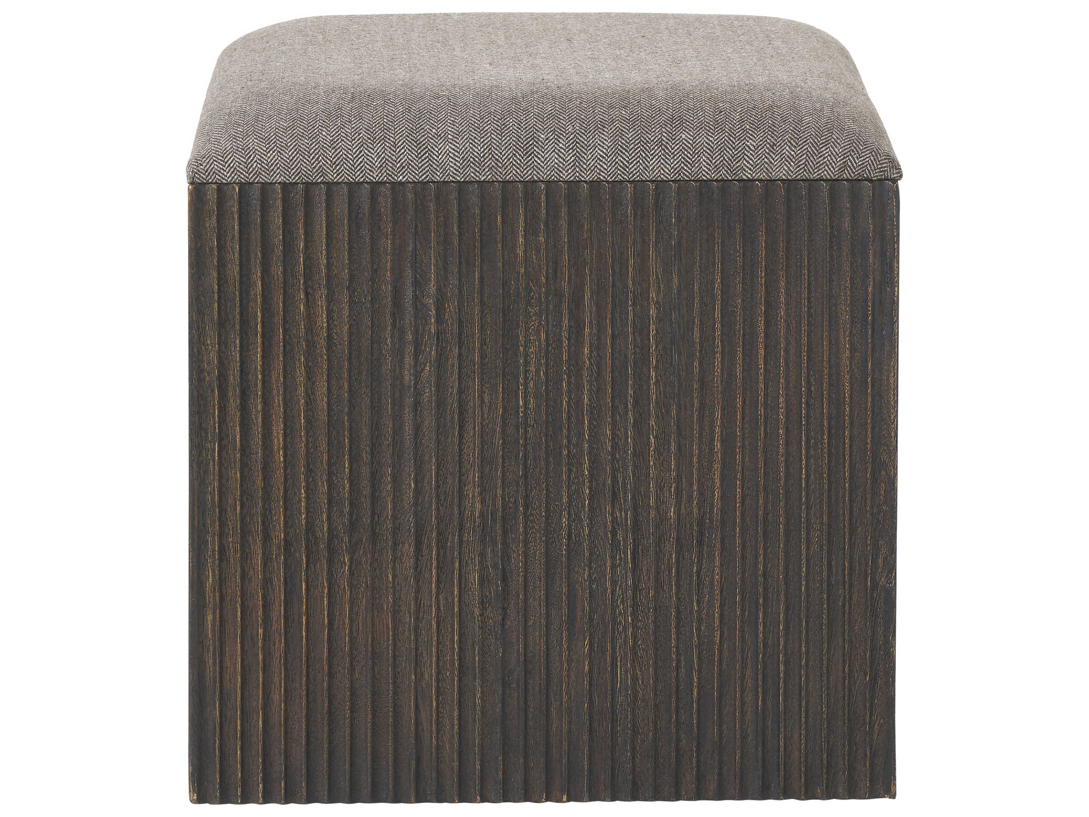 Renwil Tristan Walnut Brown Upholstered Accent Stool
