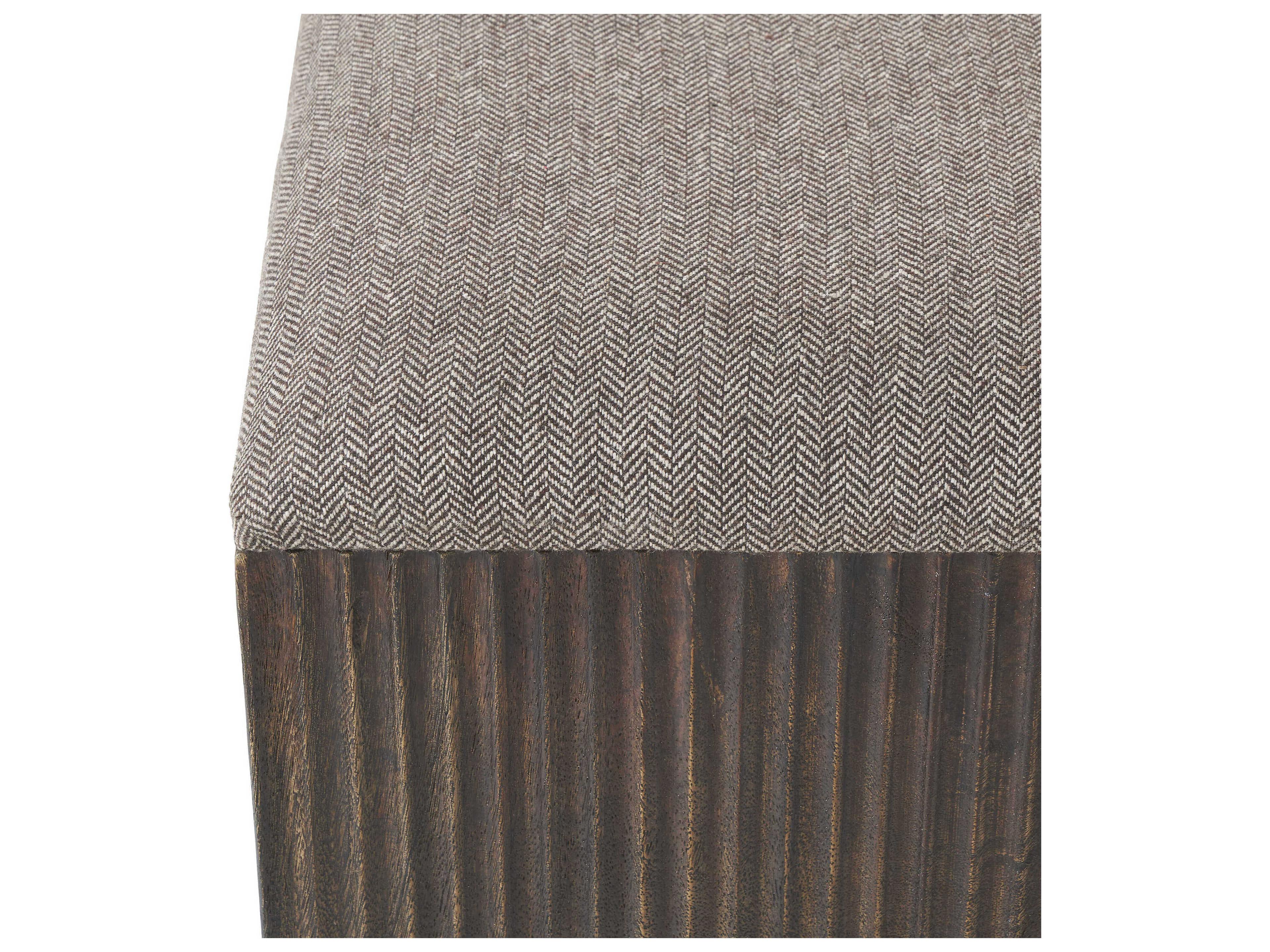 Renwil Tristan Walnut Brown Upholstered Accent Stool