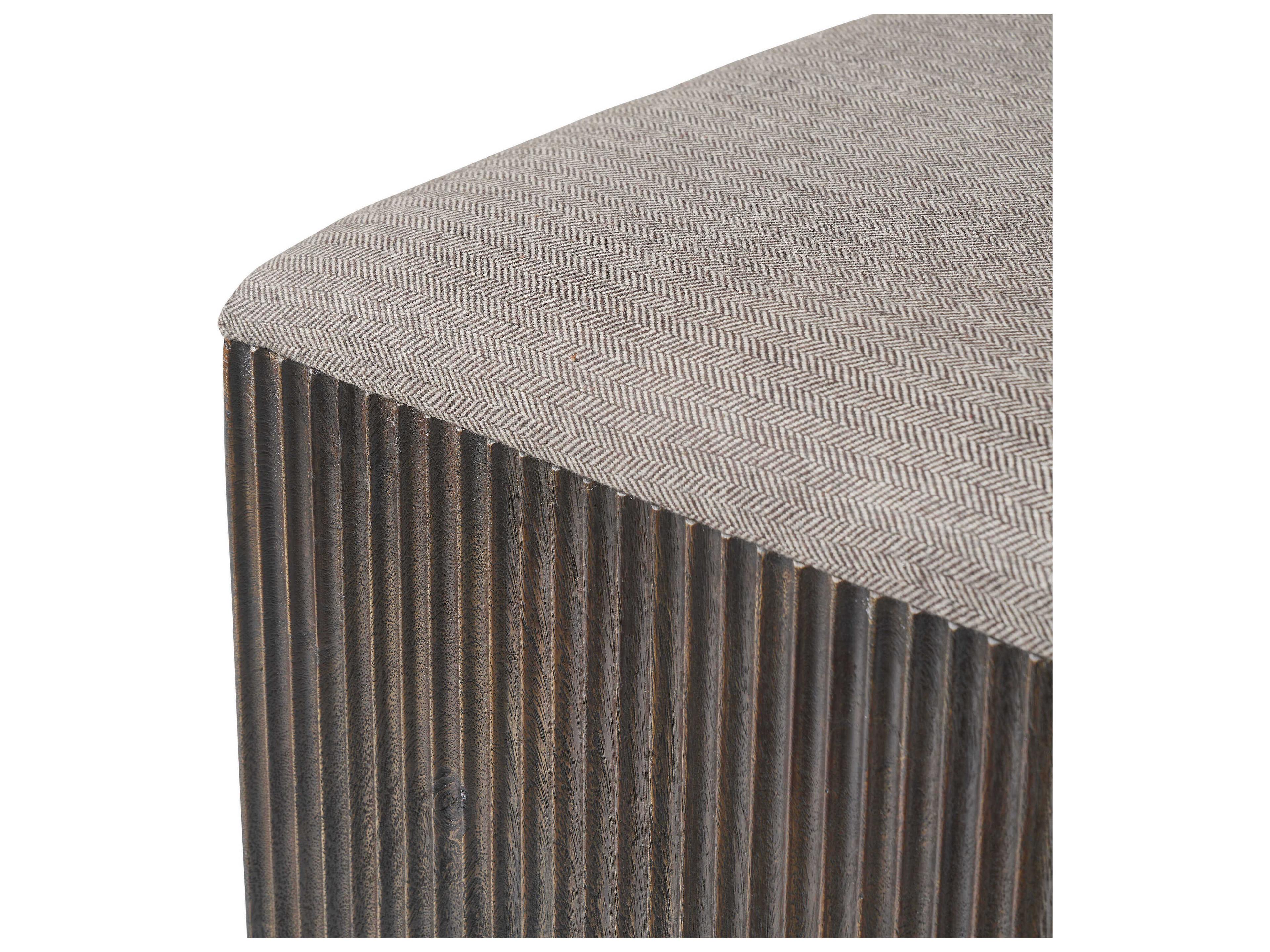 Renwil Tristan Walnut Brown Upholstered Accent Stool