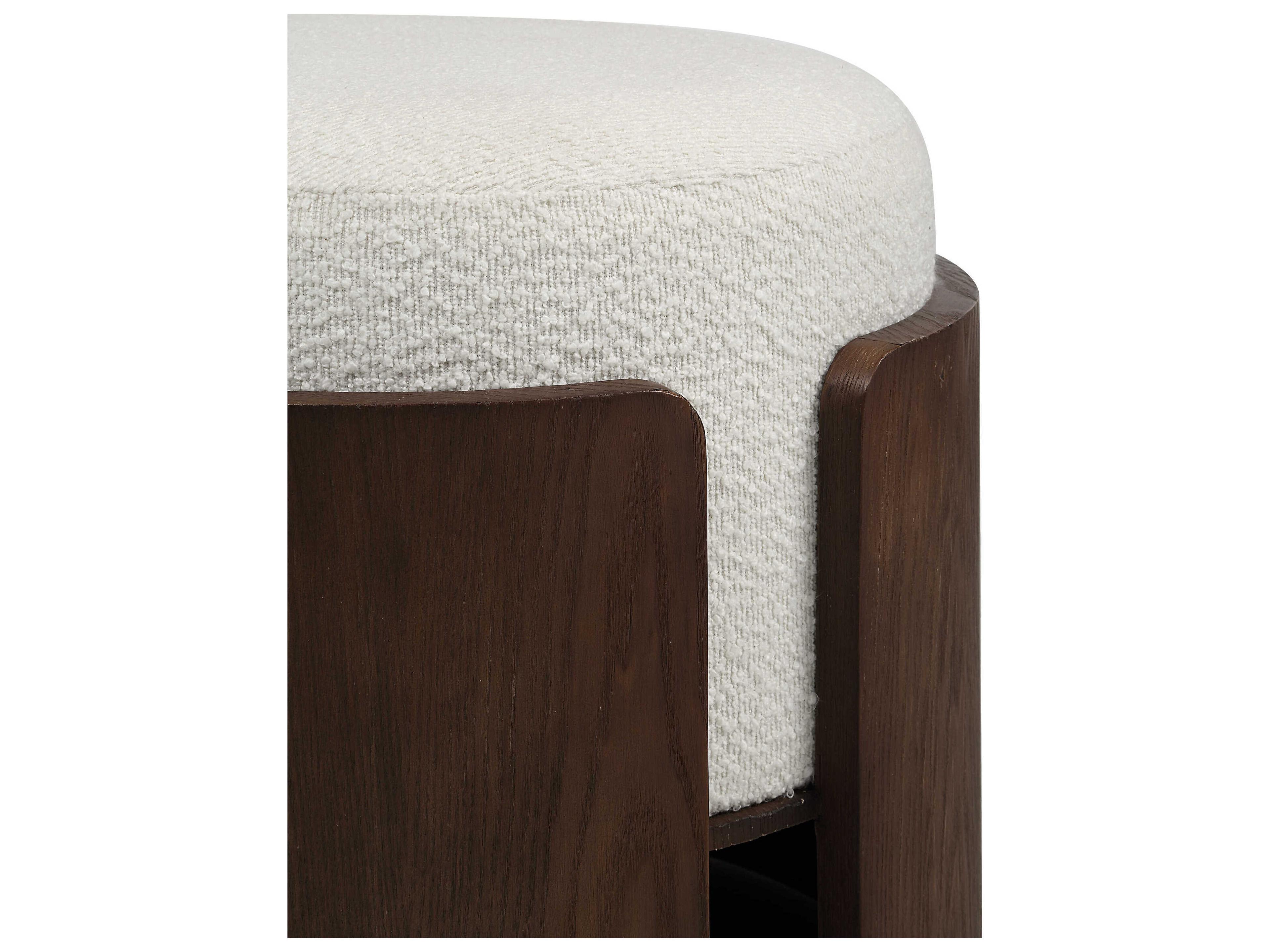 Renwil Capsula Walnut Veneer Brown Upholstered Ottoman