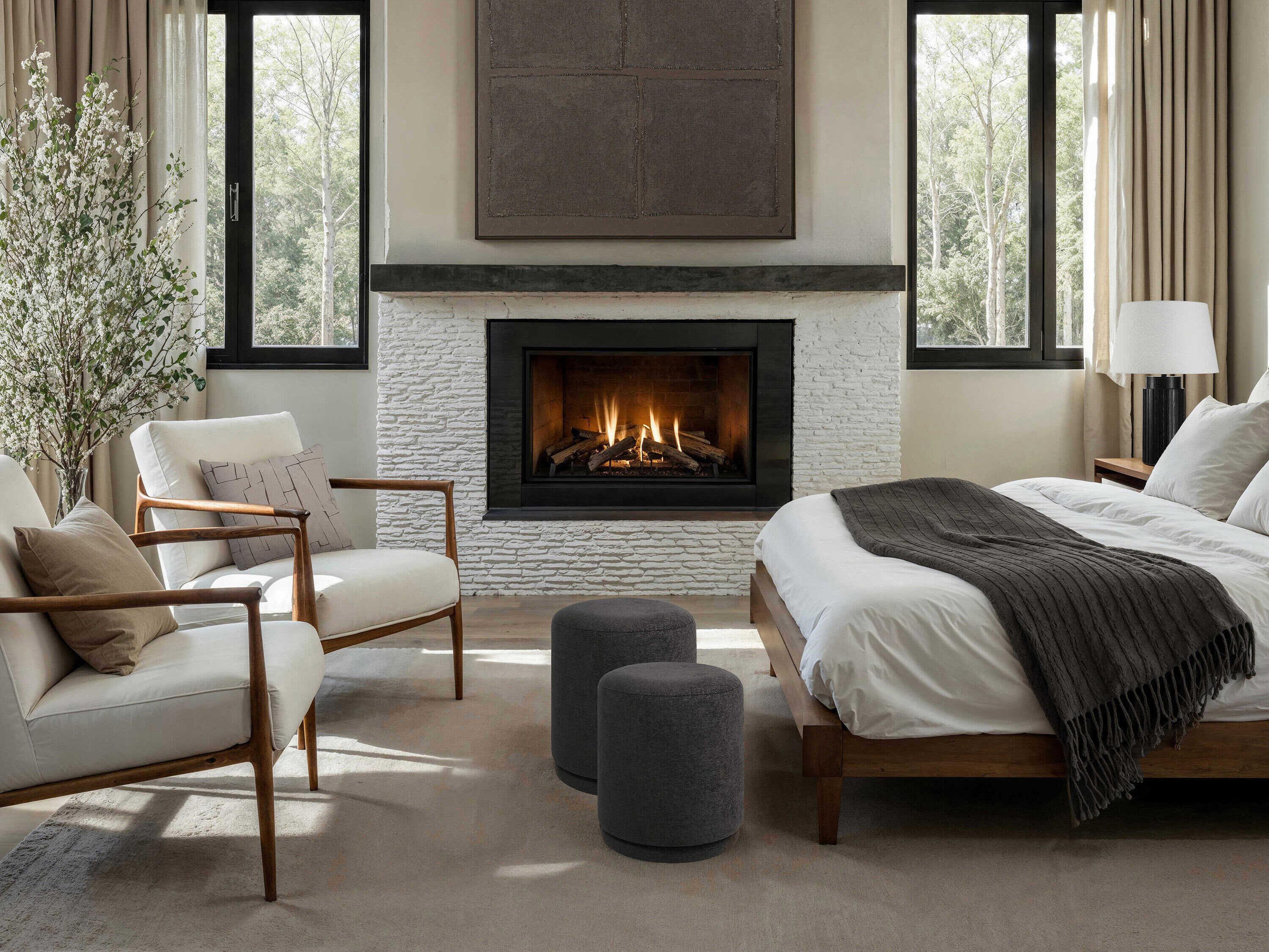 Renwil Hevea Dark Brown Upholstered Accent Stool