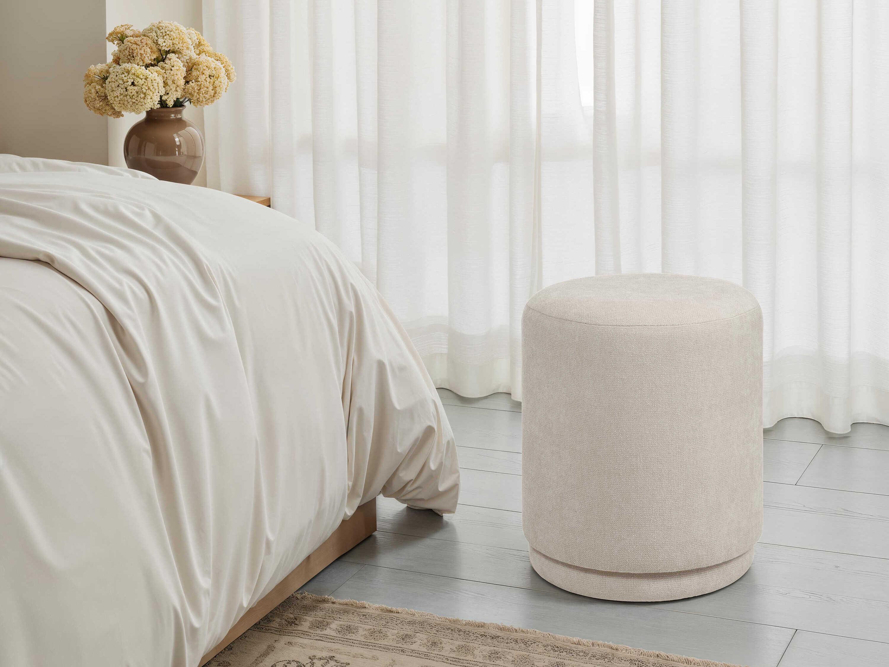 Renwil Persea Cool Grey Upholstered Accent Stool