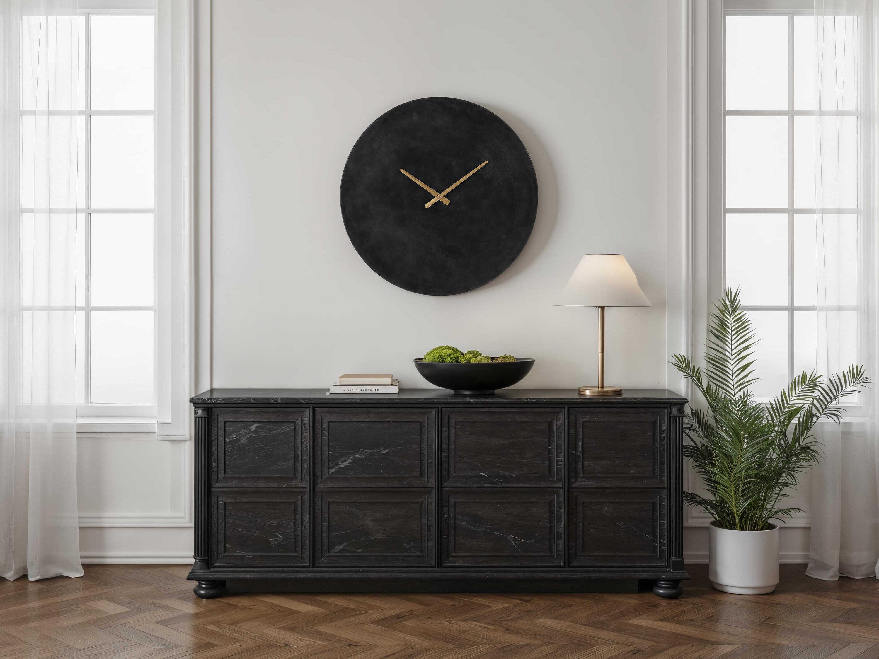 Renwil Darnay Honed Black Wall Clock