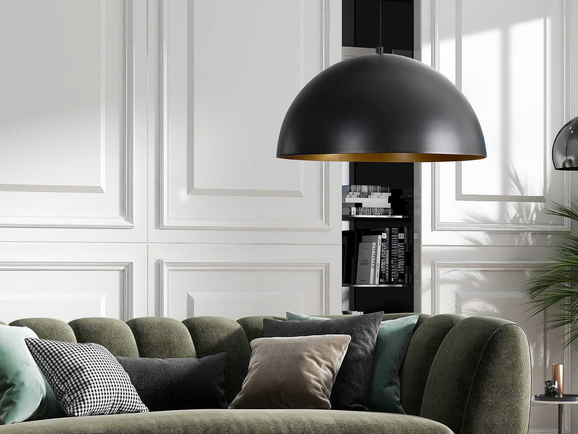 Renwil Sina 1-Light Matte Black Gold Dome Pendant