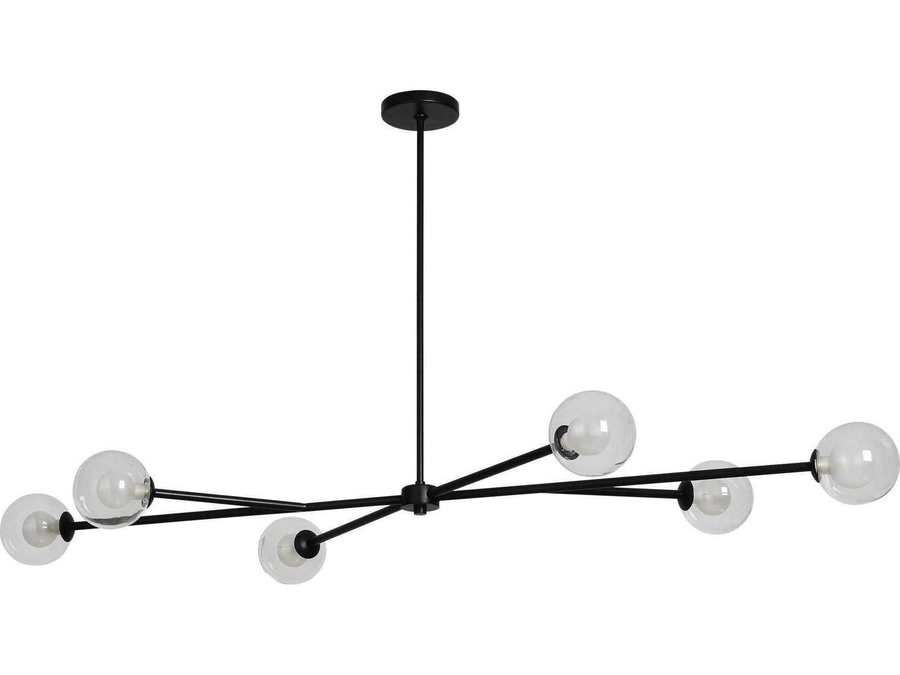 Renwil Endah 6-Light Matte Black Globe Linear Island Pendant