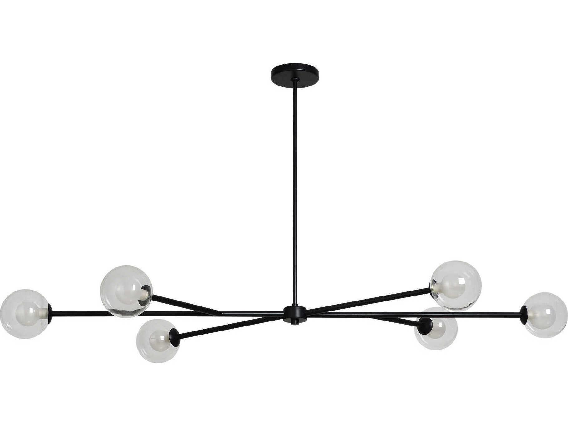 Renwil Endah 6-Light Matte Black Globe Linear Island Pendant