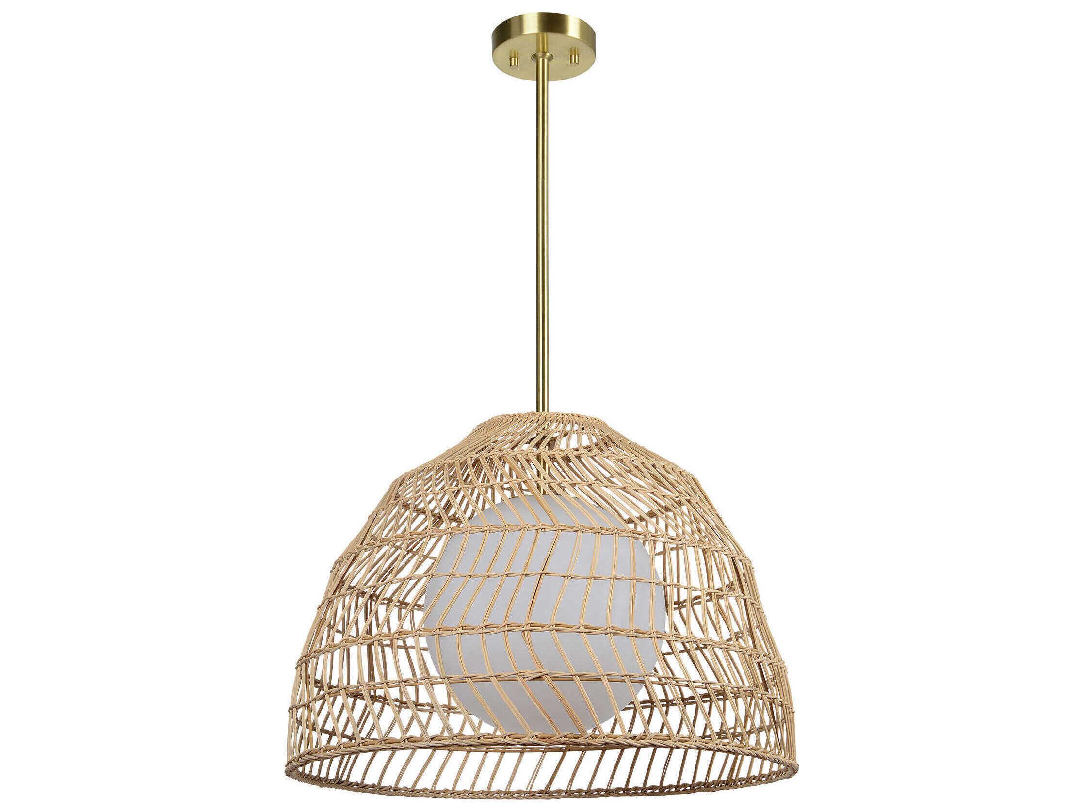 Renwil Palm 1-Light Plated Satin Brass Brown Pendant