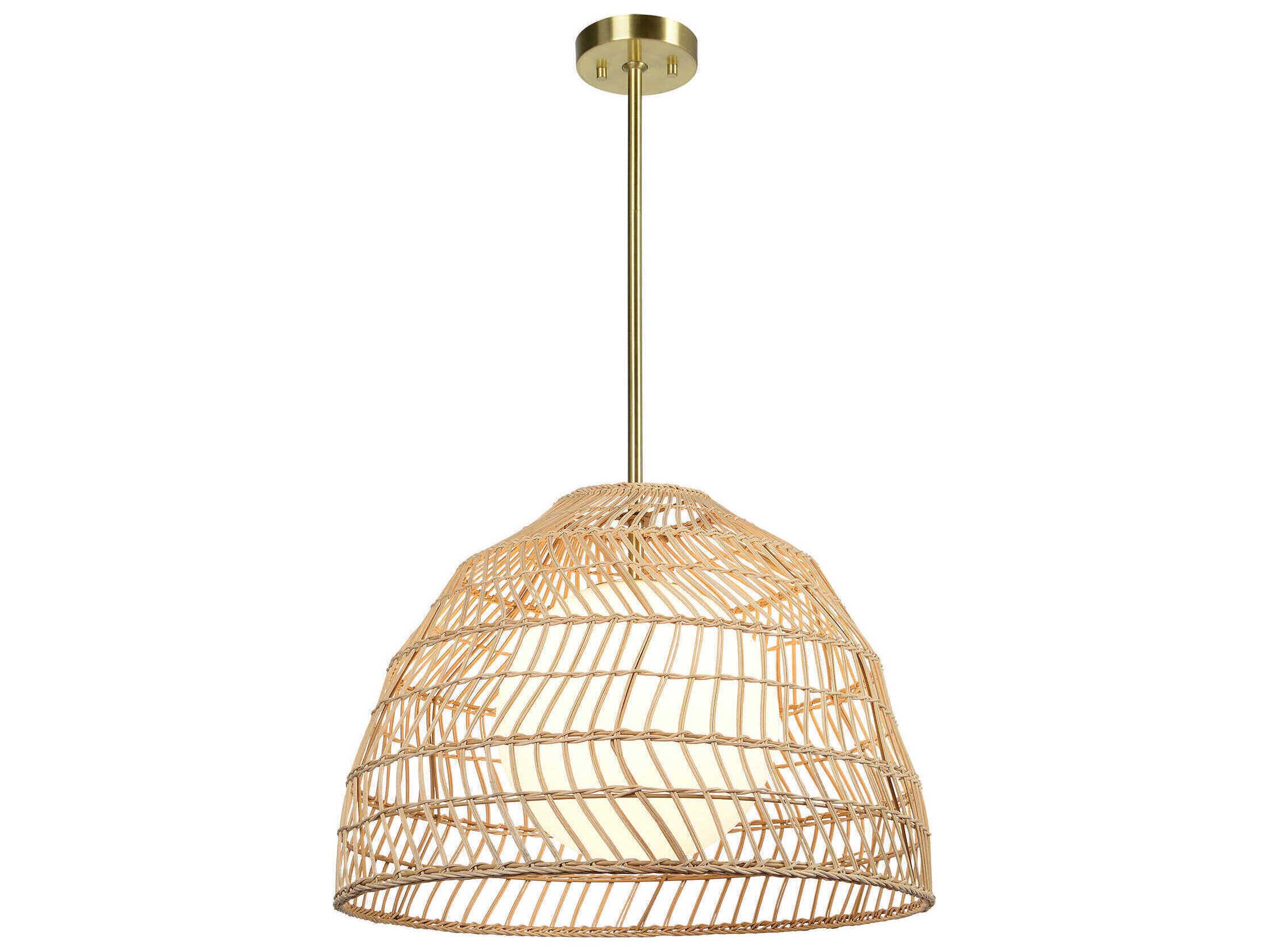 Renwil Palm 1-Light Plated Satin Brass Brown Pendant